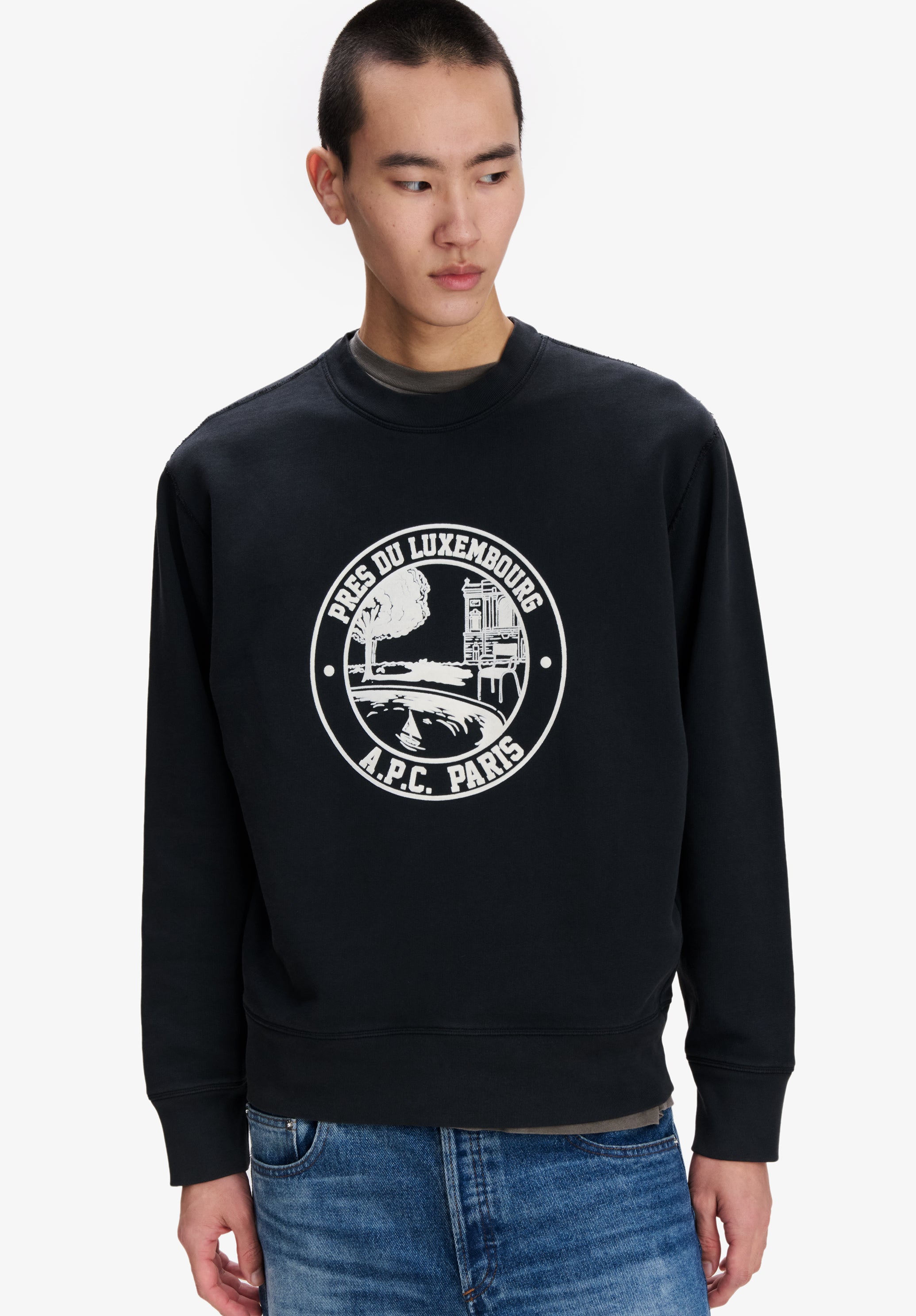 A.P.C. Garten-Logo Sweatshirt schwarz Bio-Baumwolle