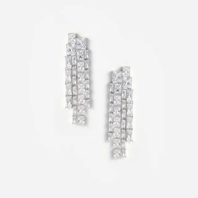 Self Portrait Square Crystal Ohrringe Silber Kristall