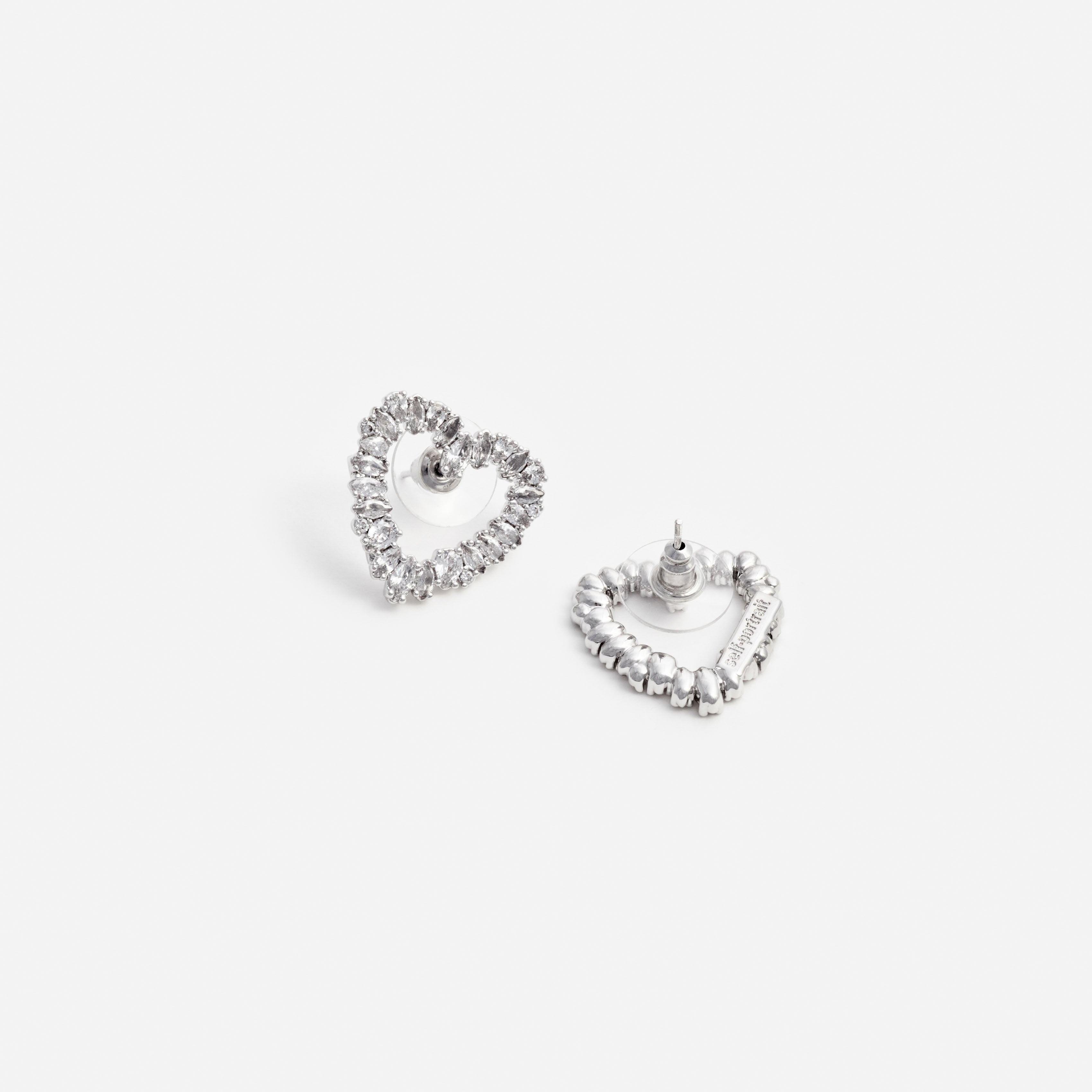 Self Portrait Mini Crystal Heart Ohrstecker Silber One Size
