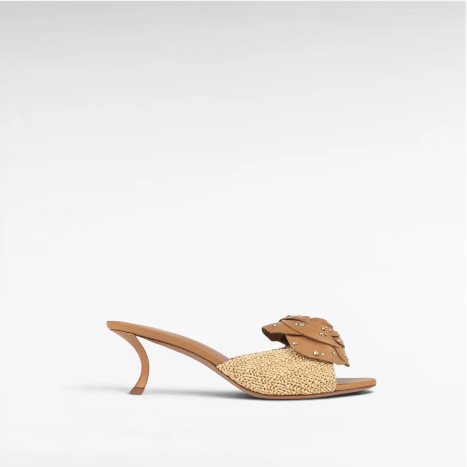 Gedebe Paris Bloom Raffia Mule Lederblume Gr.38