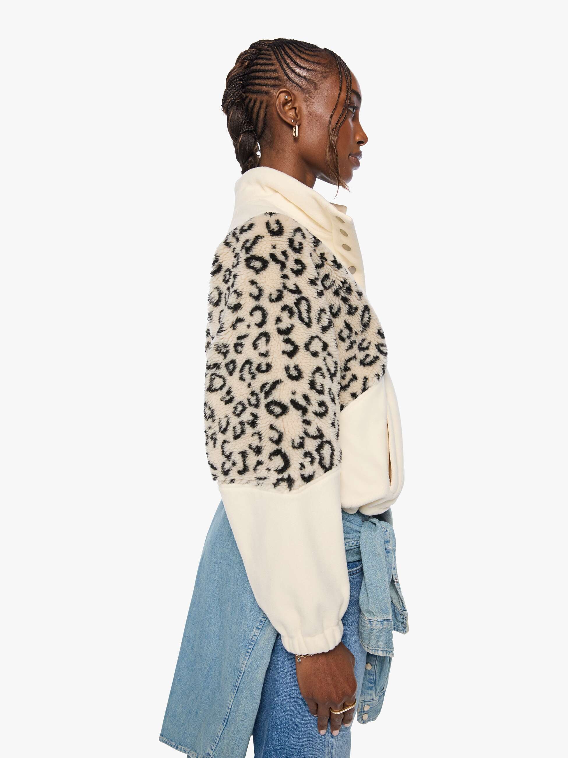 Mother The Funnel Neck Drop Inset Sweatshirt Creme-Weiß Leo