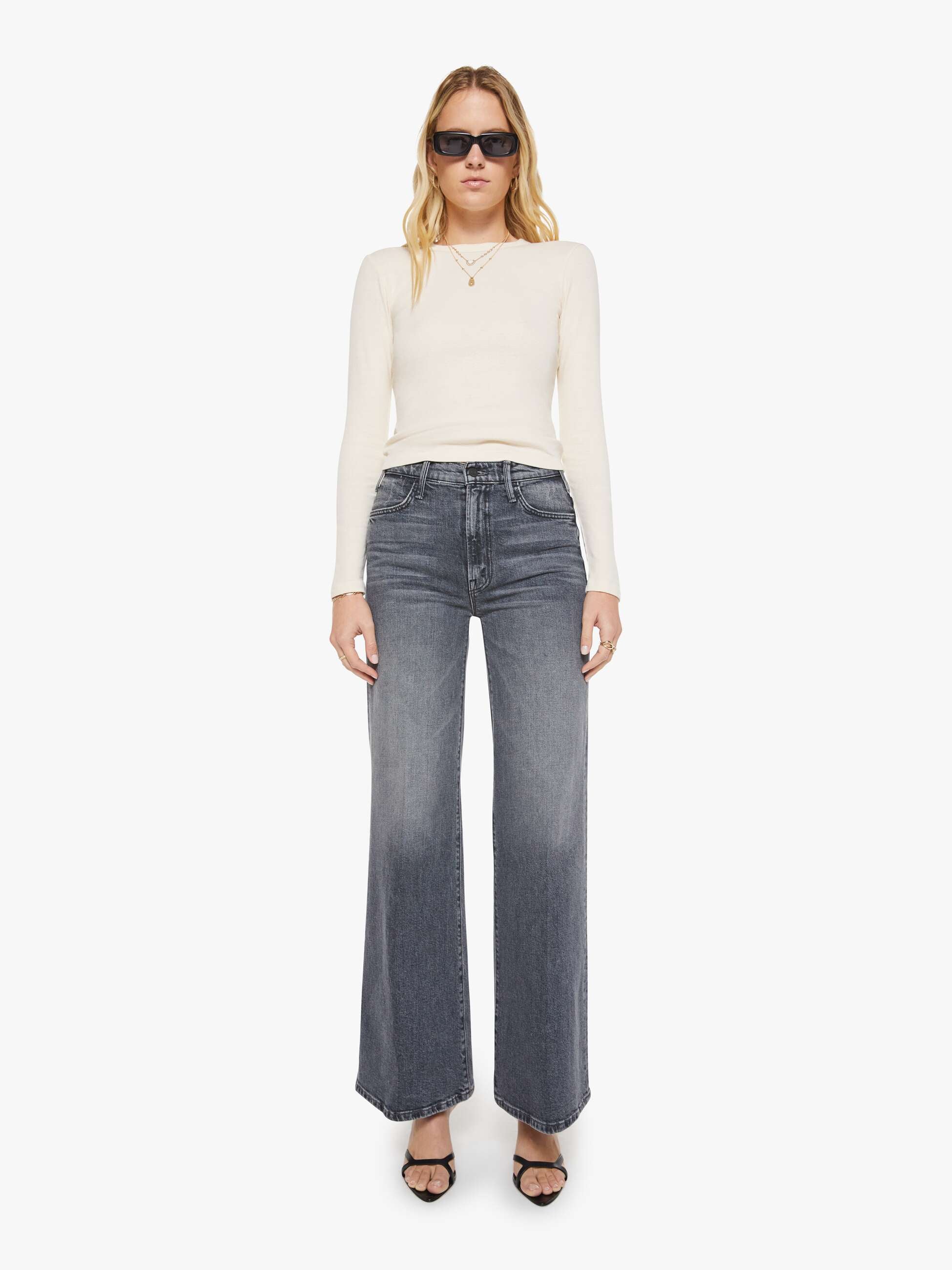 Mother Itty Bitty Crop Longsleeve Antique White weiß