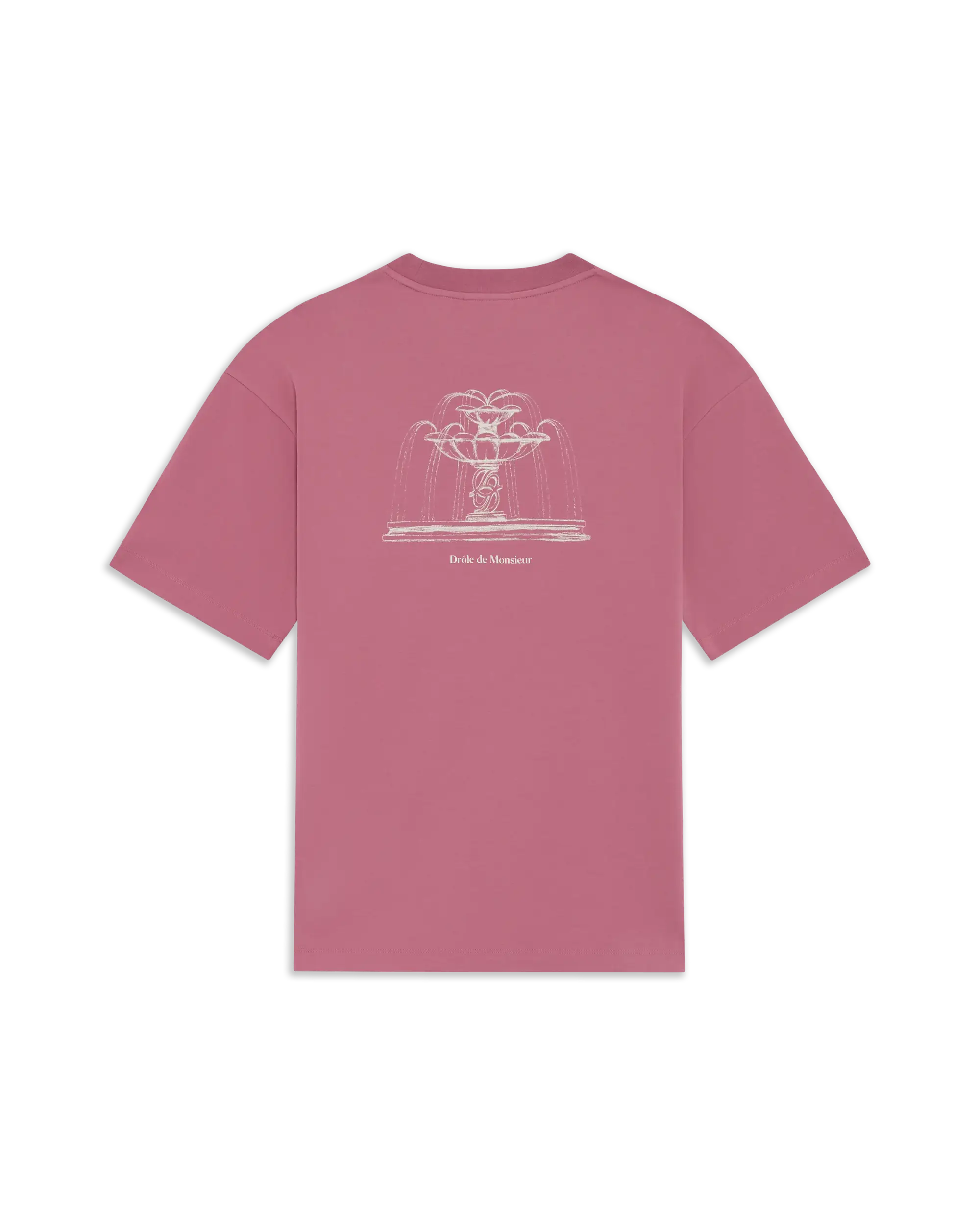 Drôle De Monsieur Fountain Print T-Shirt Baumwolle Dunkelrosa M