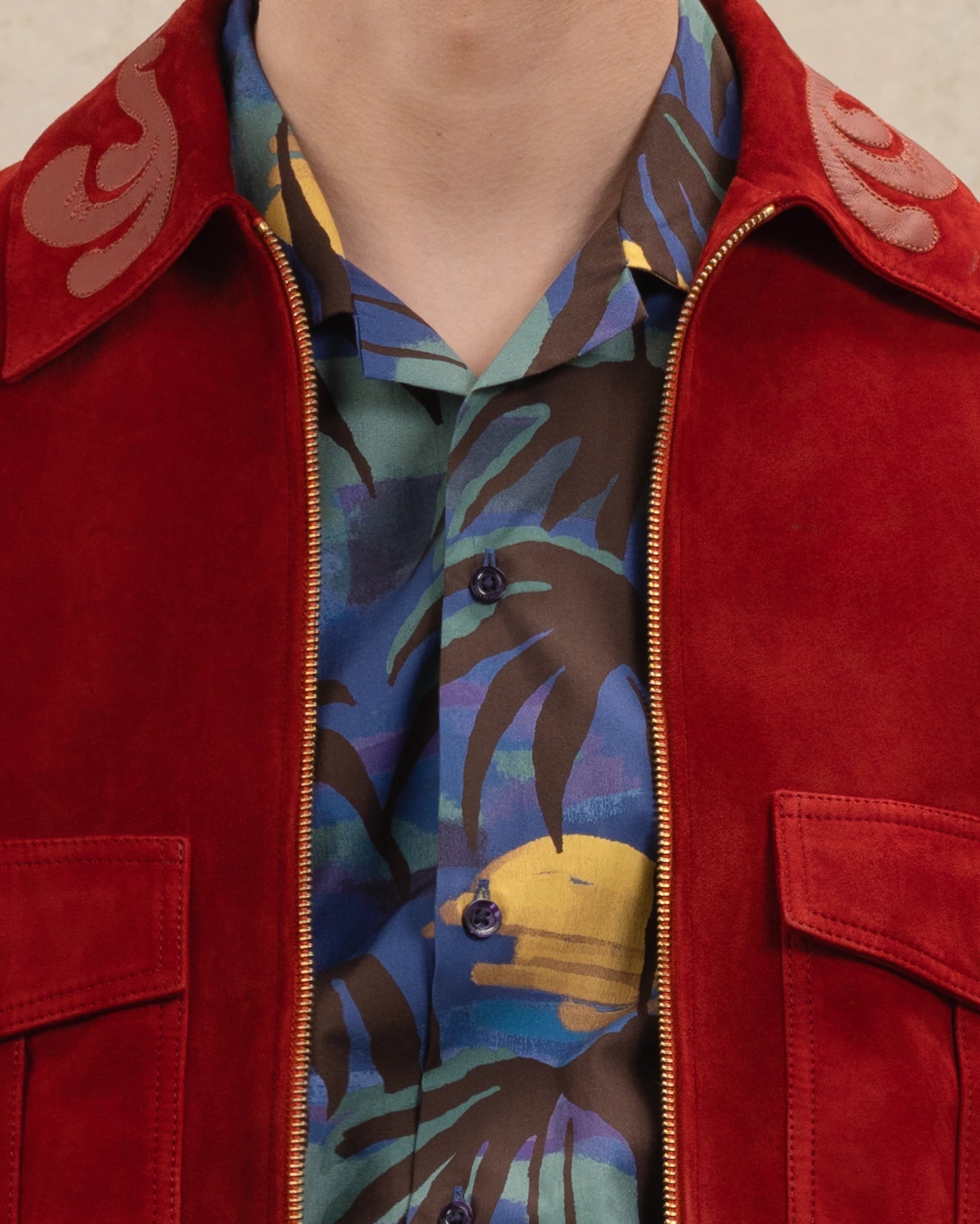 Drôle de Monsieur Veste Suède Lederjacke Wildleder Dunkelrot