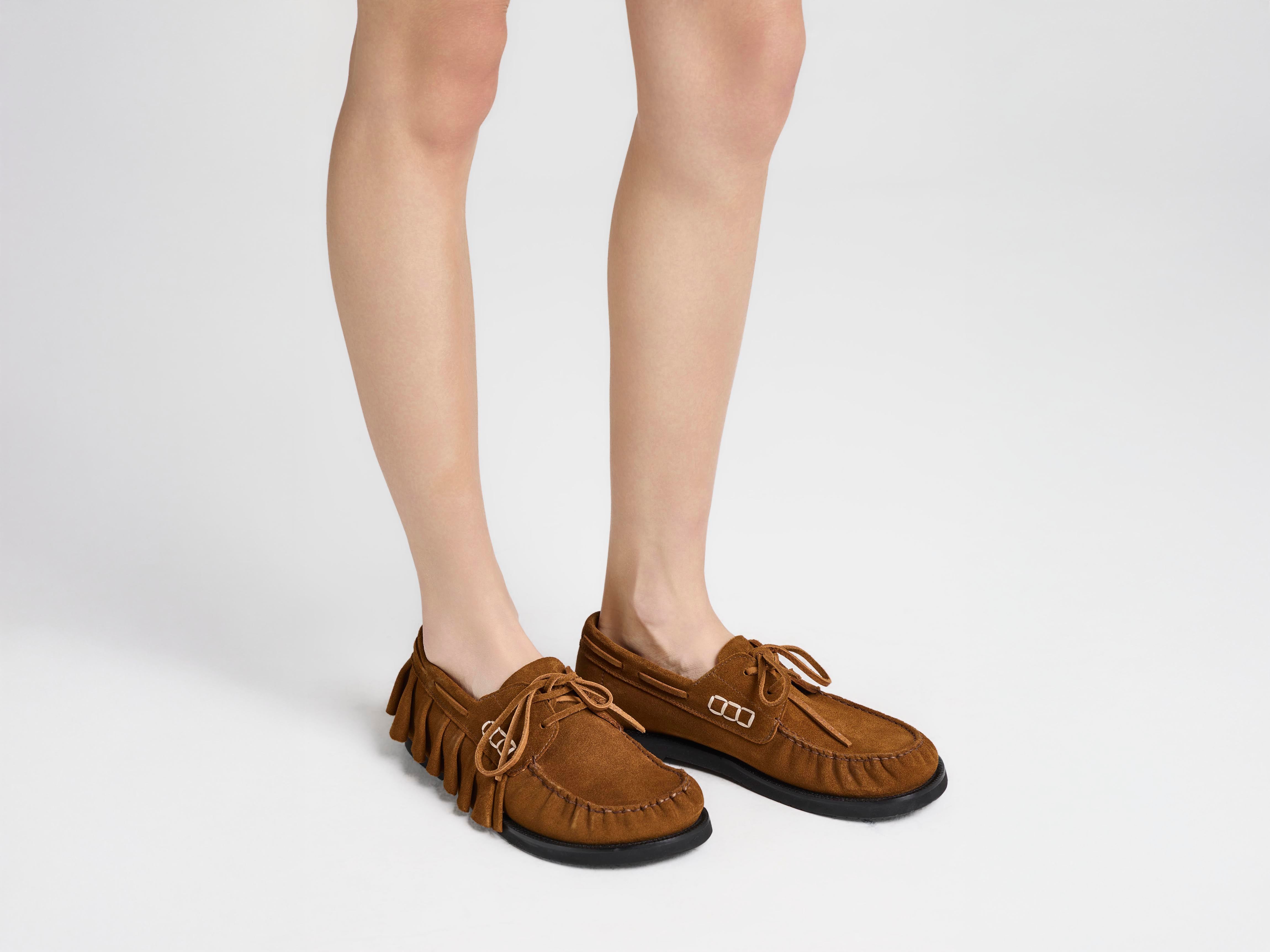 J.W.Anderson Ruffle Boat Shoes Loafers Caramel Wildleder