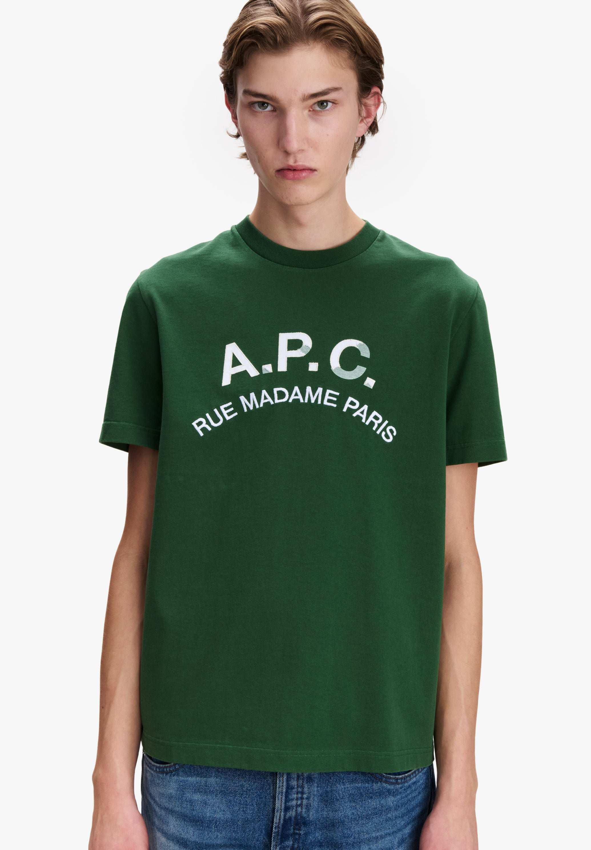 A.P.C. Logo T-Shirt dunkelgrün Vintage aus Bio-Baumwolle
