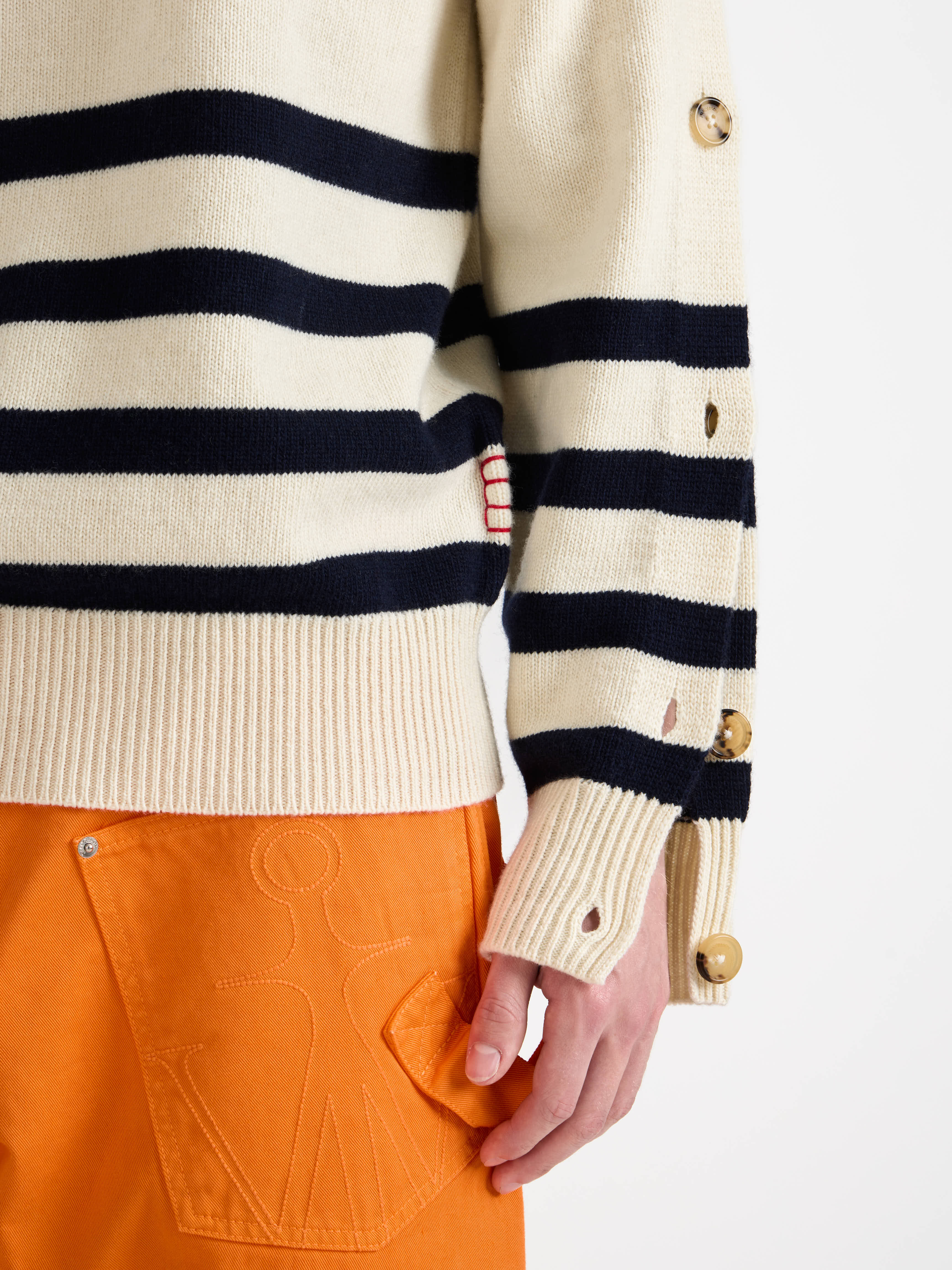 J.W.Anderson Knitwear Breton Jumper Pullover Ivory Herren