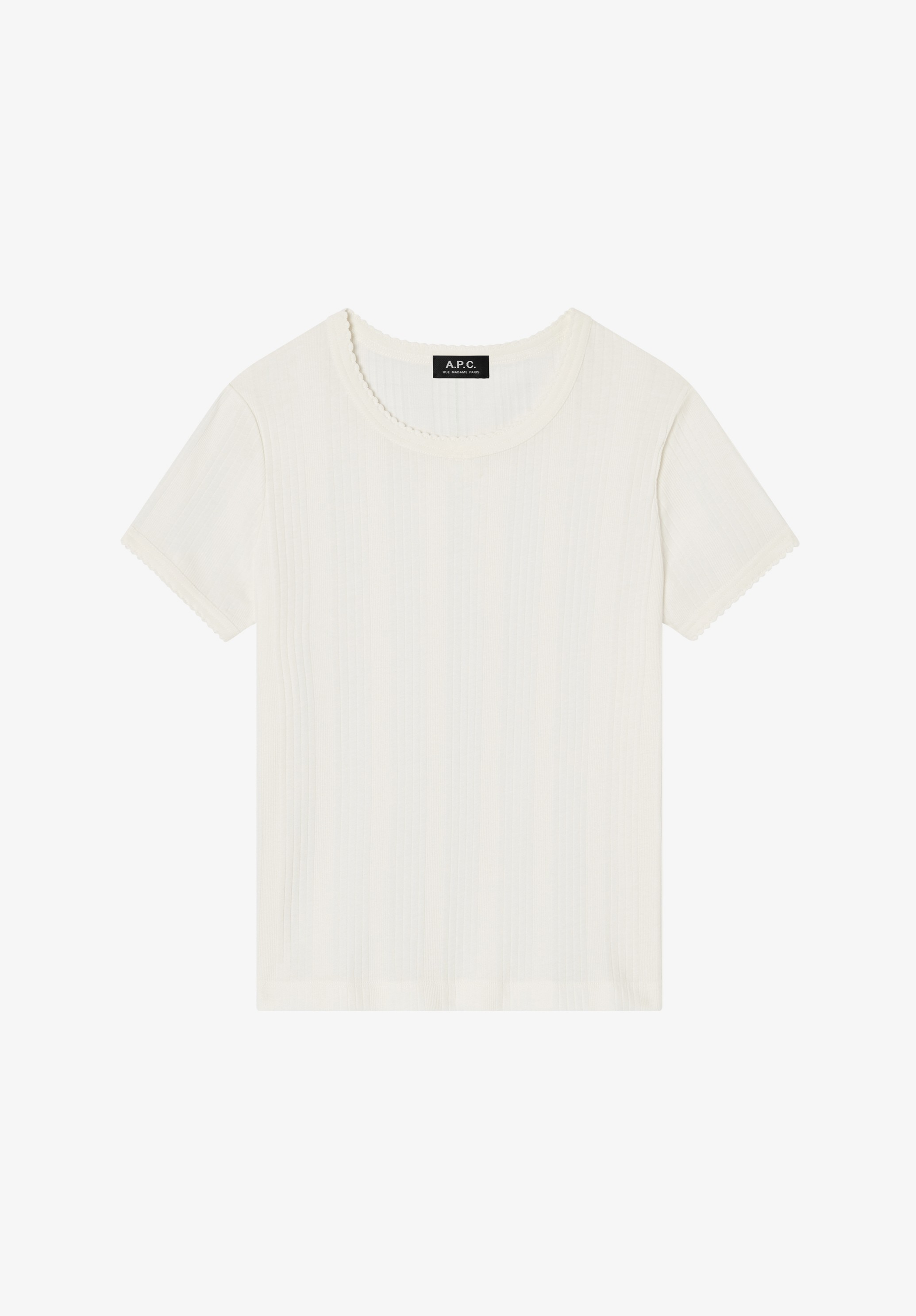 A.P.C. geripptes weisses T-Shirt Bio-Baumwolle