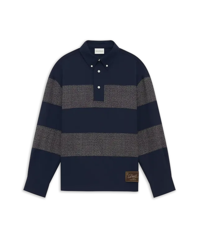Drôle De Monsieur Striped Polo Shirt Navy Polyester