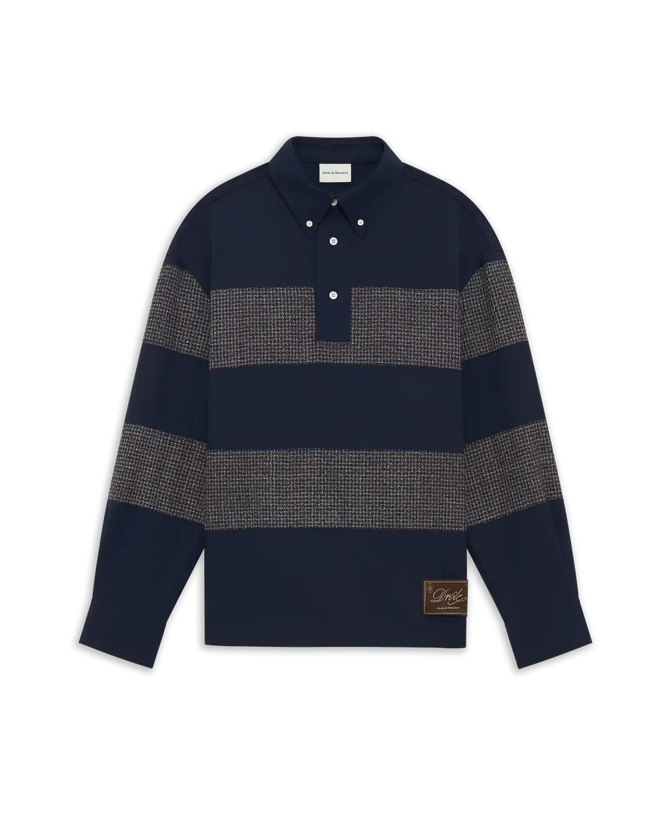 Drôle De Monsieur Striped Polo Shirt Navy Polyester