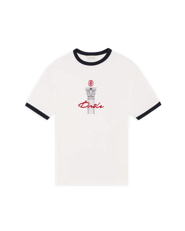 Drôle De Monsieur Column Slim T-Shirt Off White Baumwolle