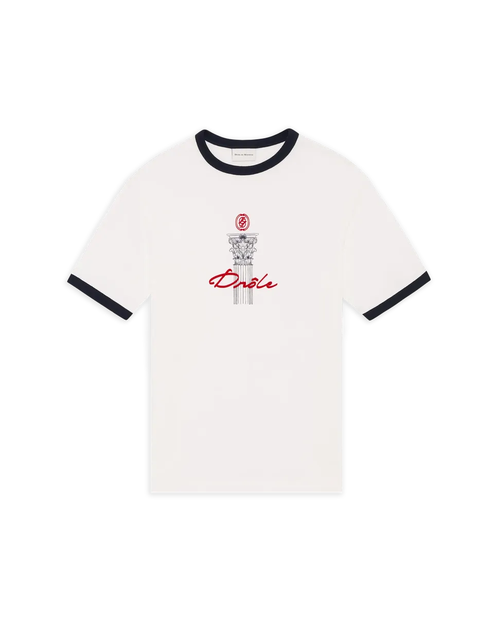 Drôle De Monsieur Column Slim T-Shirt Off White Baumwolle