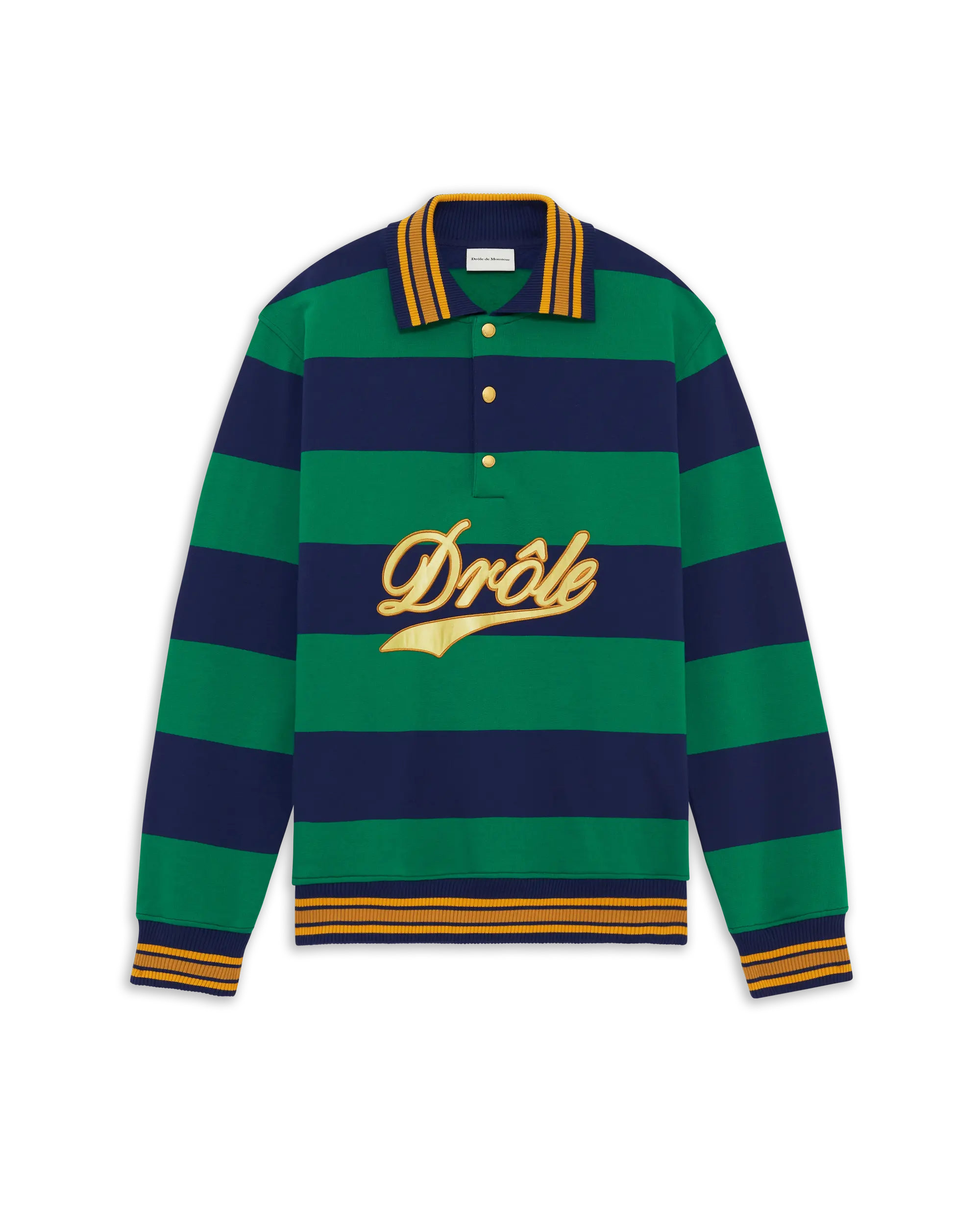 Drôle De Monsieur Drôle Embroidered Stripes Polo Poloshirt grün