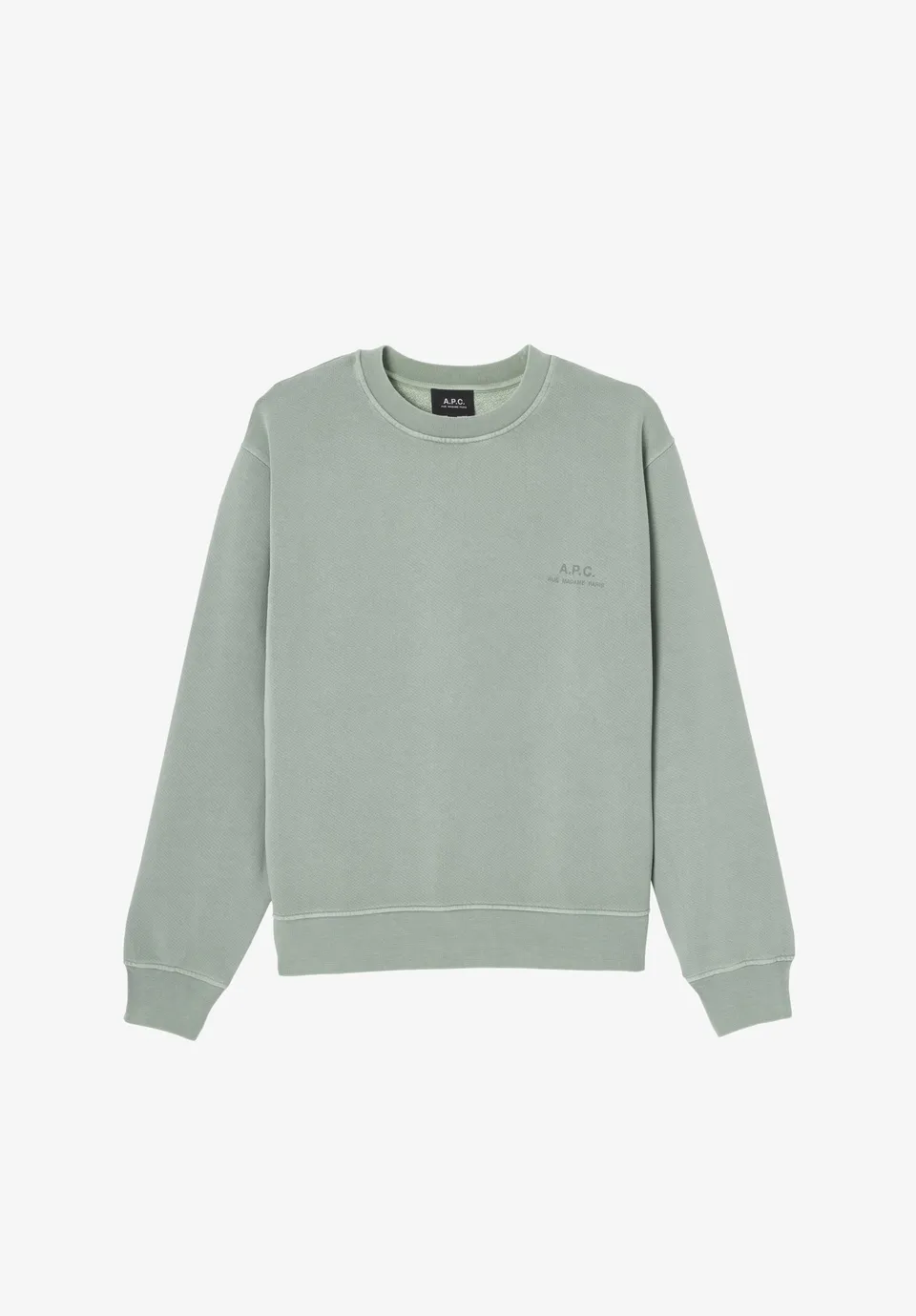 A.P.C. Sweatshirt graugrün Bio-Baumwolle kleines Logo