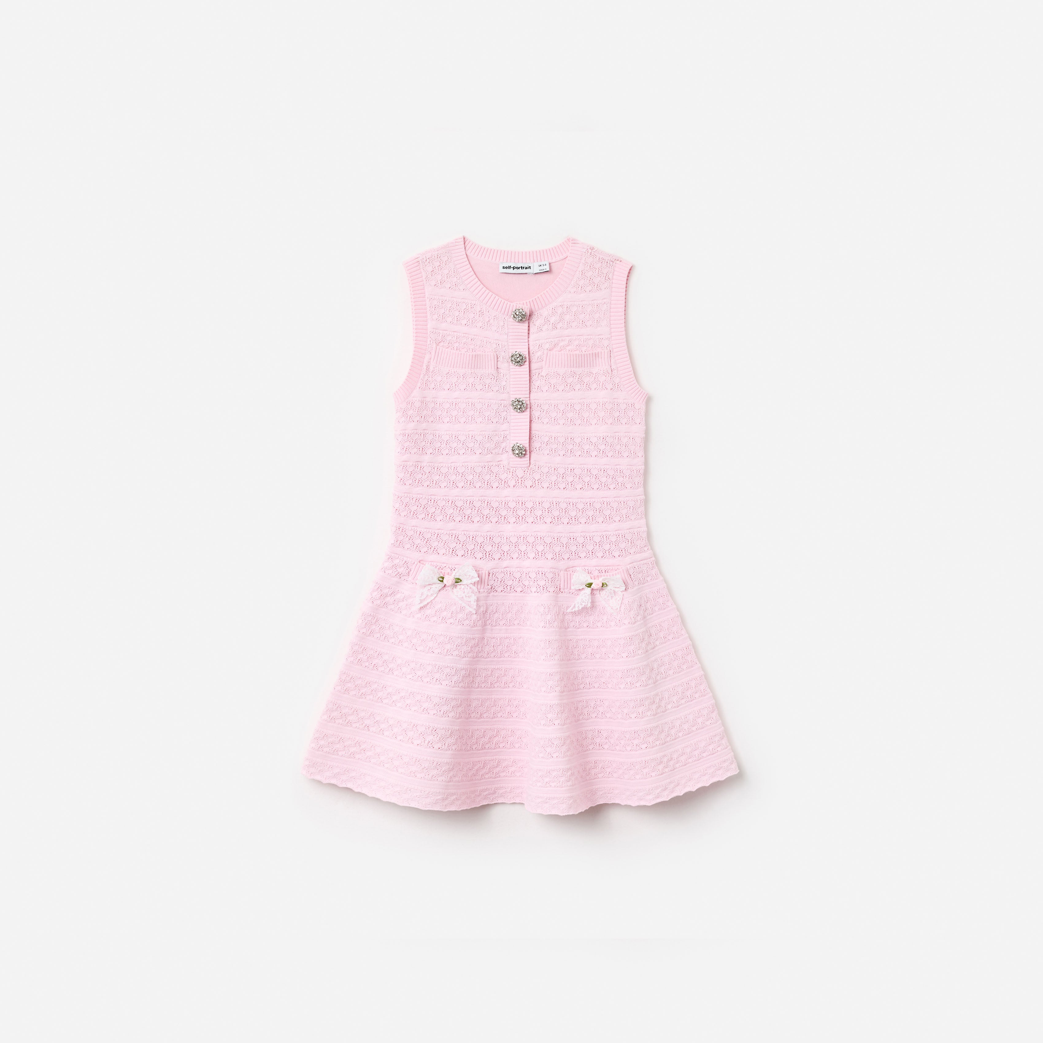 Self Portrait Pink Lace Bow Knit Kinderkleid Rosa