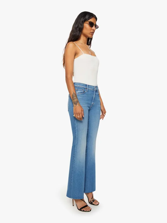 Mother Lil Weekender Petite Jeans Blau Flare Mid Rise