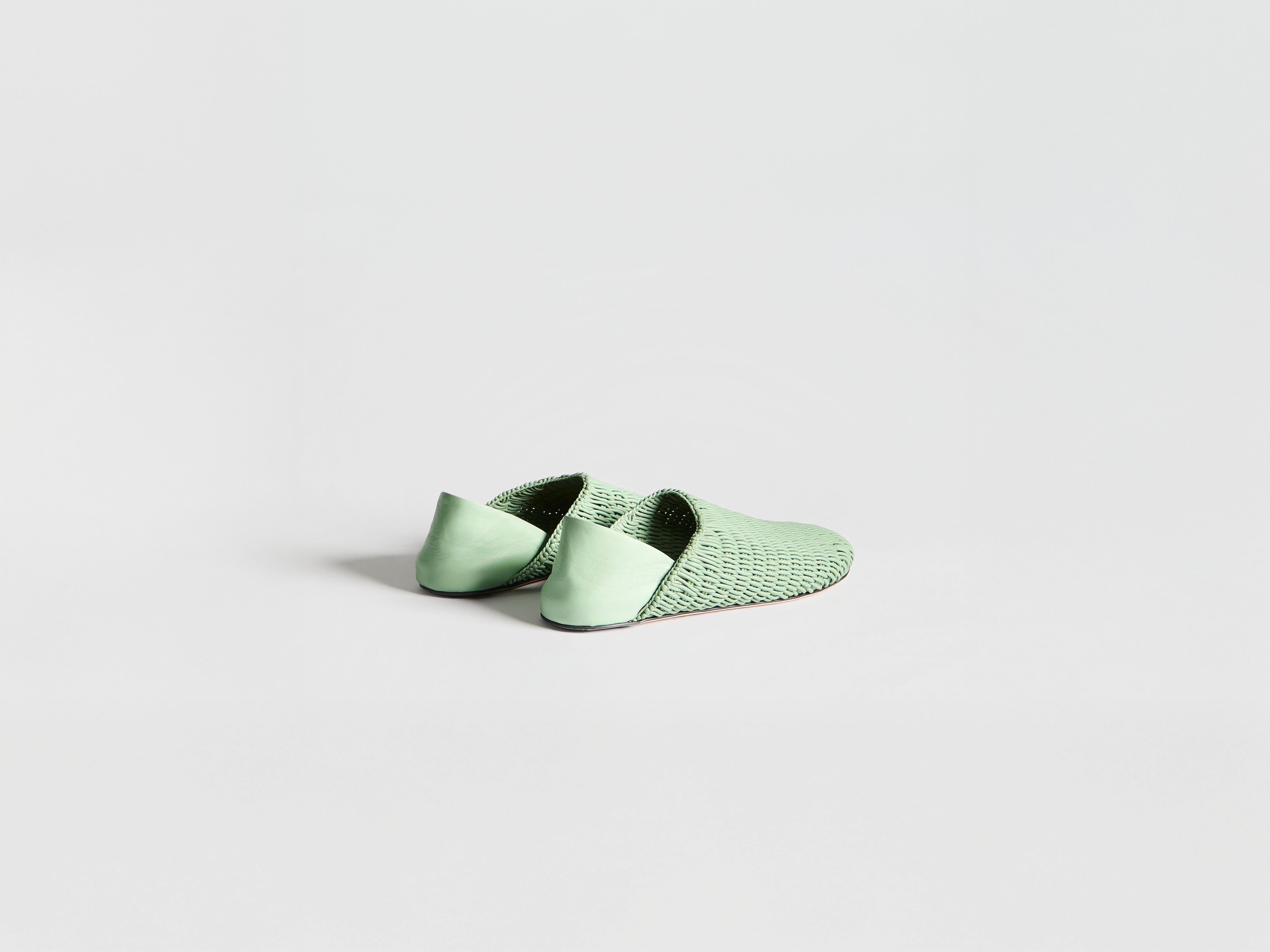 J.W.Anderson Slipper Mules Damenschuhe Salbeigrün Geflochtenes Leder