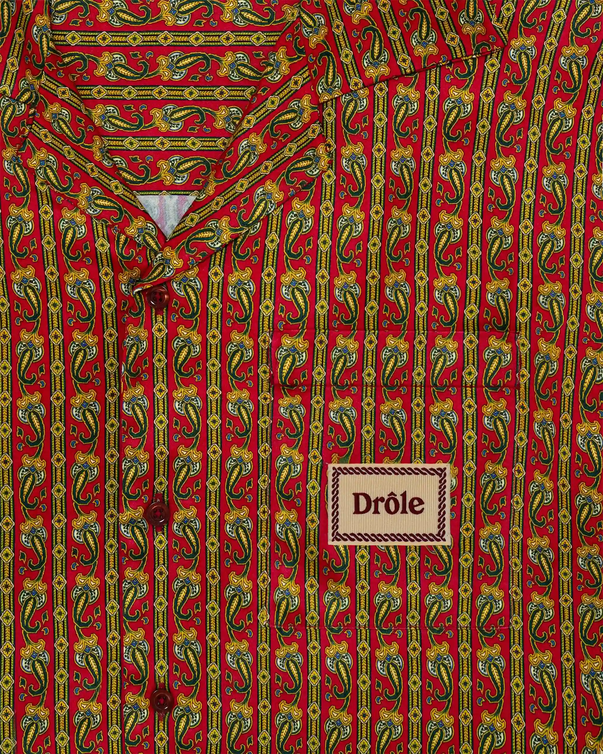 Drôle De Monsieur Paisley Hemd Rot Viskose Loose Fit
