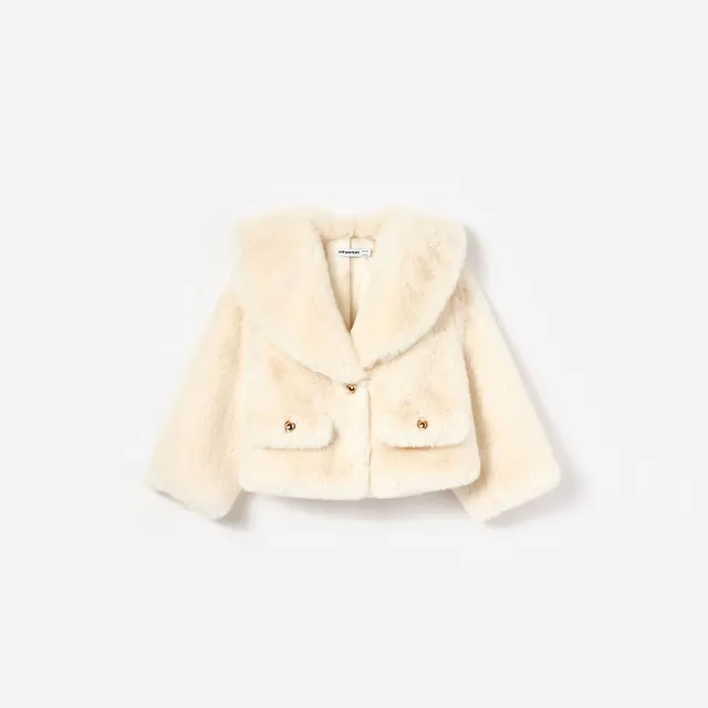 Self Portrait Faux Fur Jacke Creme Kinder 5-6