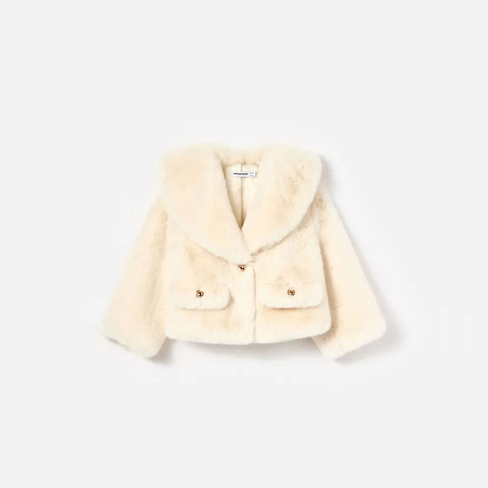 Self Portrait Faux Fur Jacke Creme Kinder 5-6