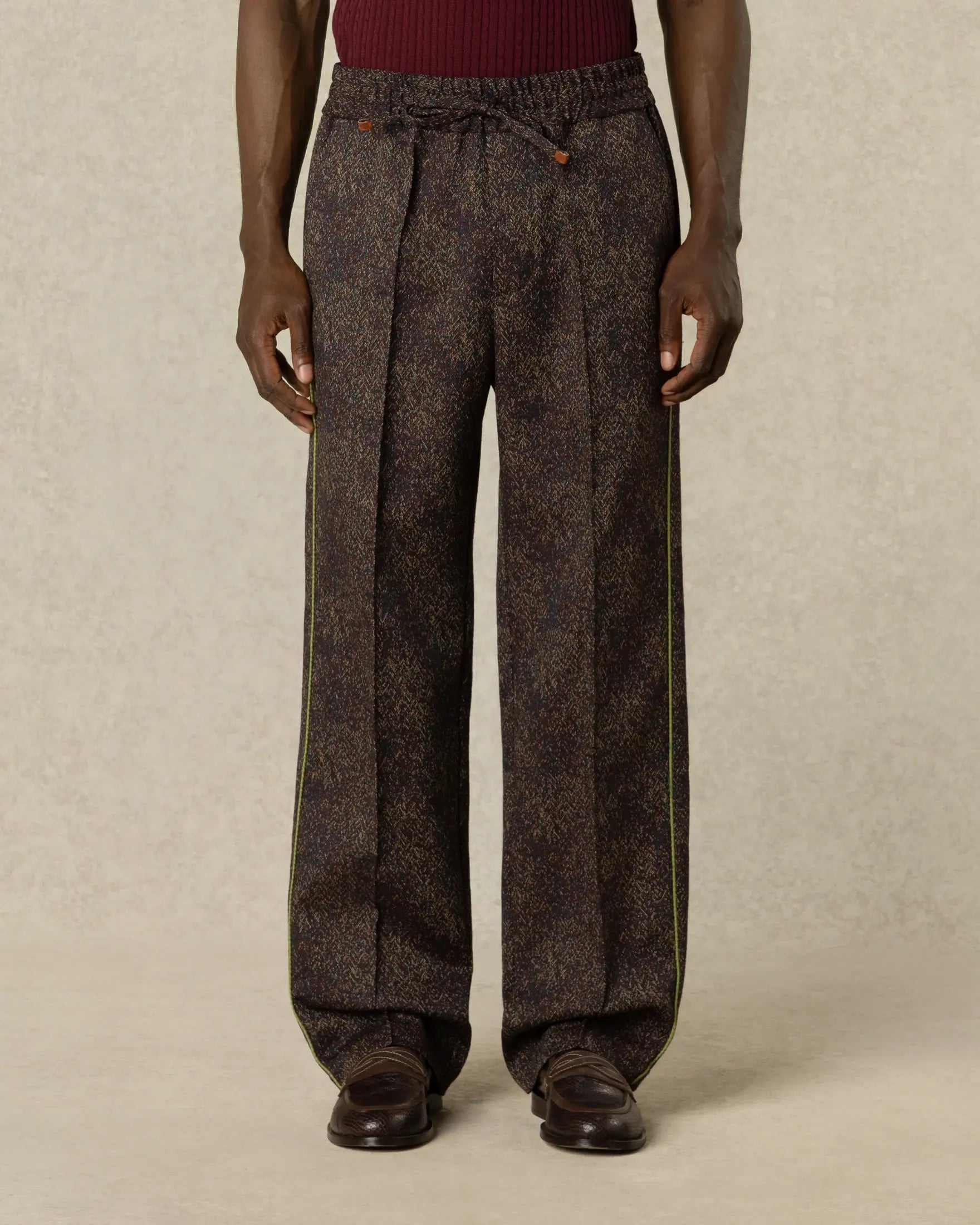 Drôle de Monsieur Jacquard Hose Bordeaux Wolle Elastikbund