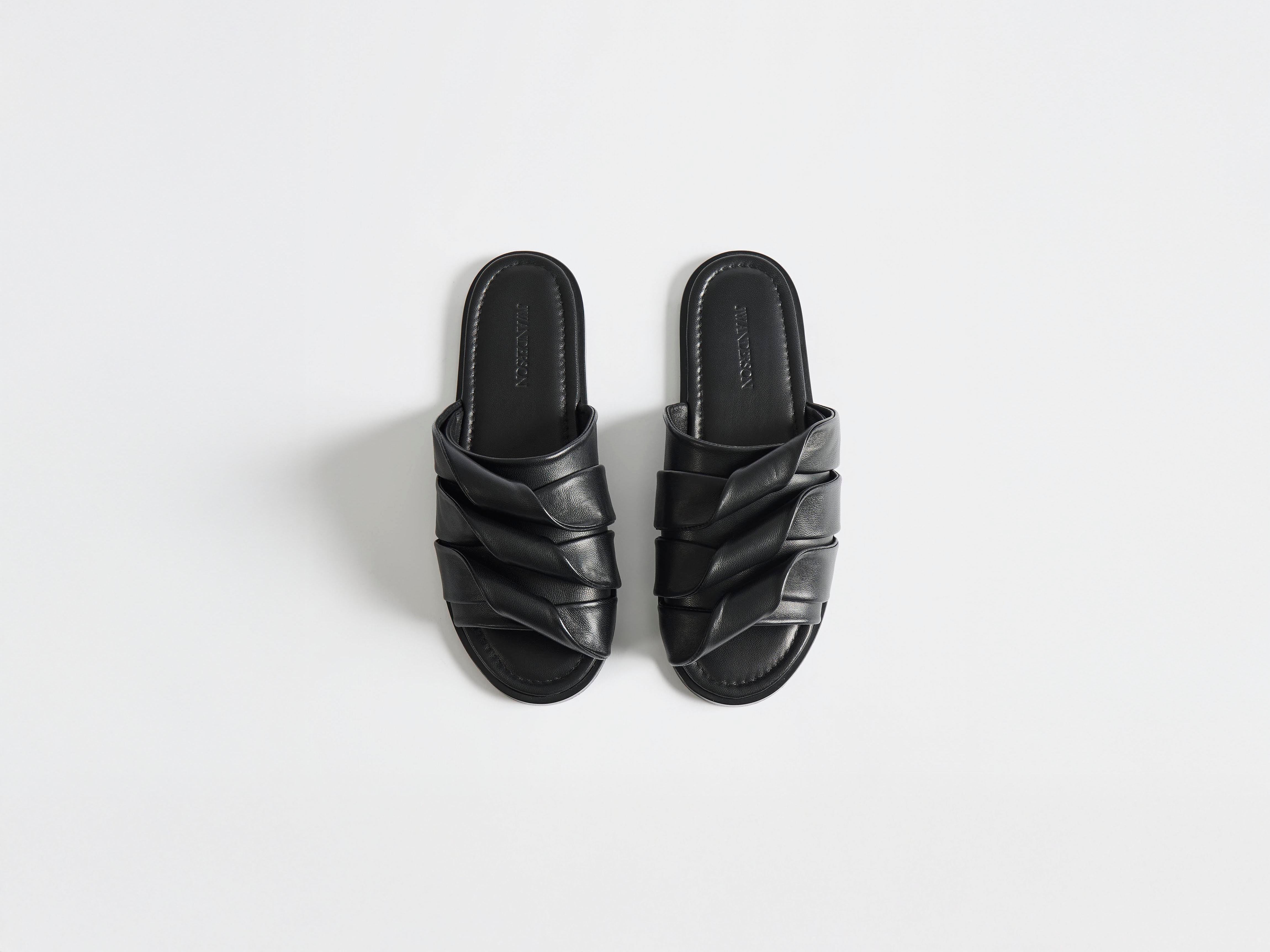 J.W. Anderson Coil Slide Ledersandalen Schwarz Herren