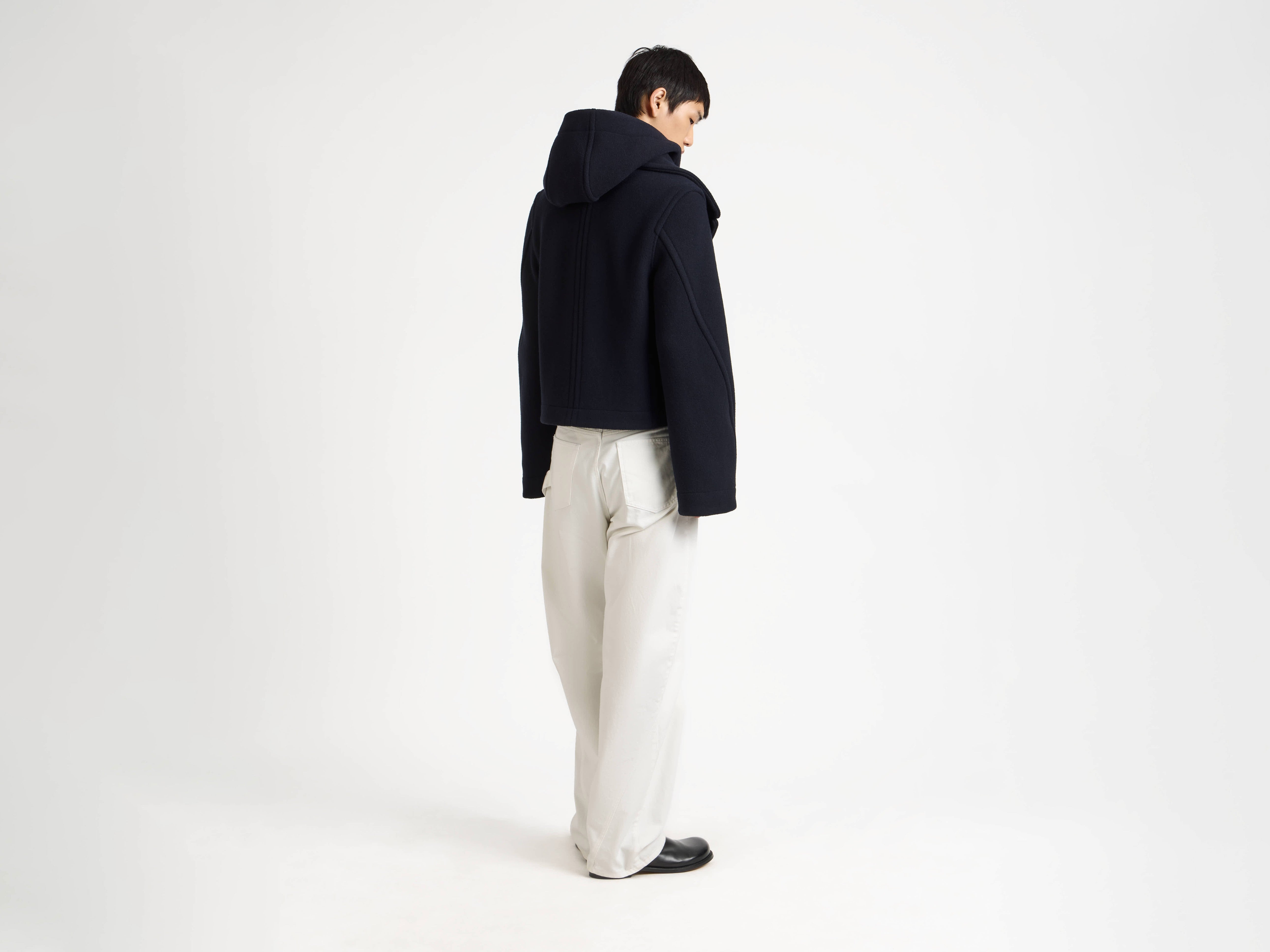 J.W.Anderson Cropped Hooded Coat Herren Navy Zweireiher Kapuze