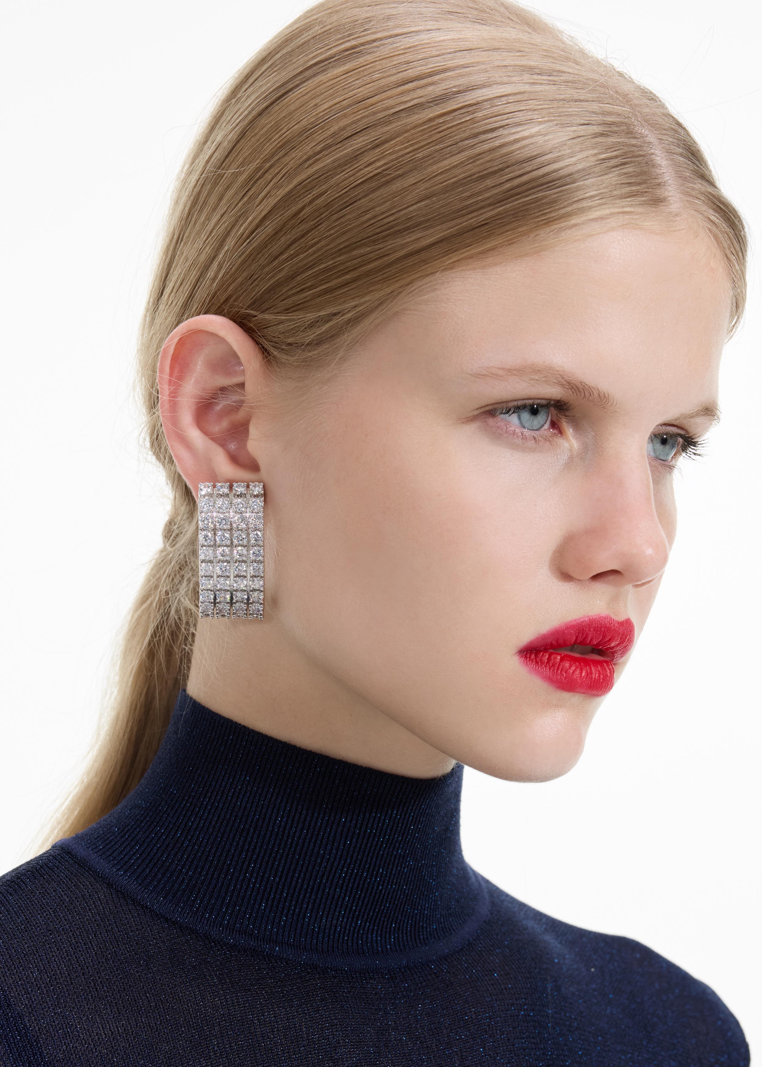 Self Portrait Crystal Chainmail Earrings Ohrringe Silber