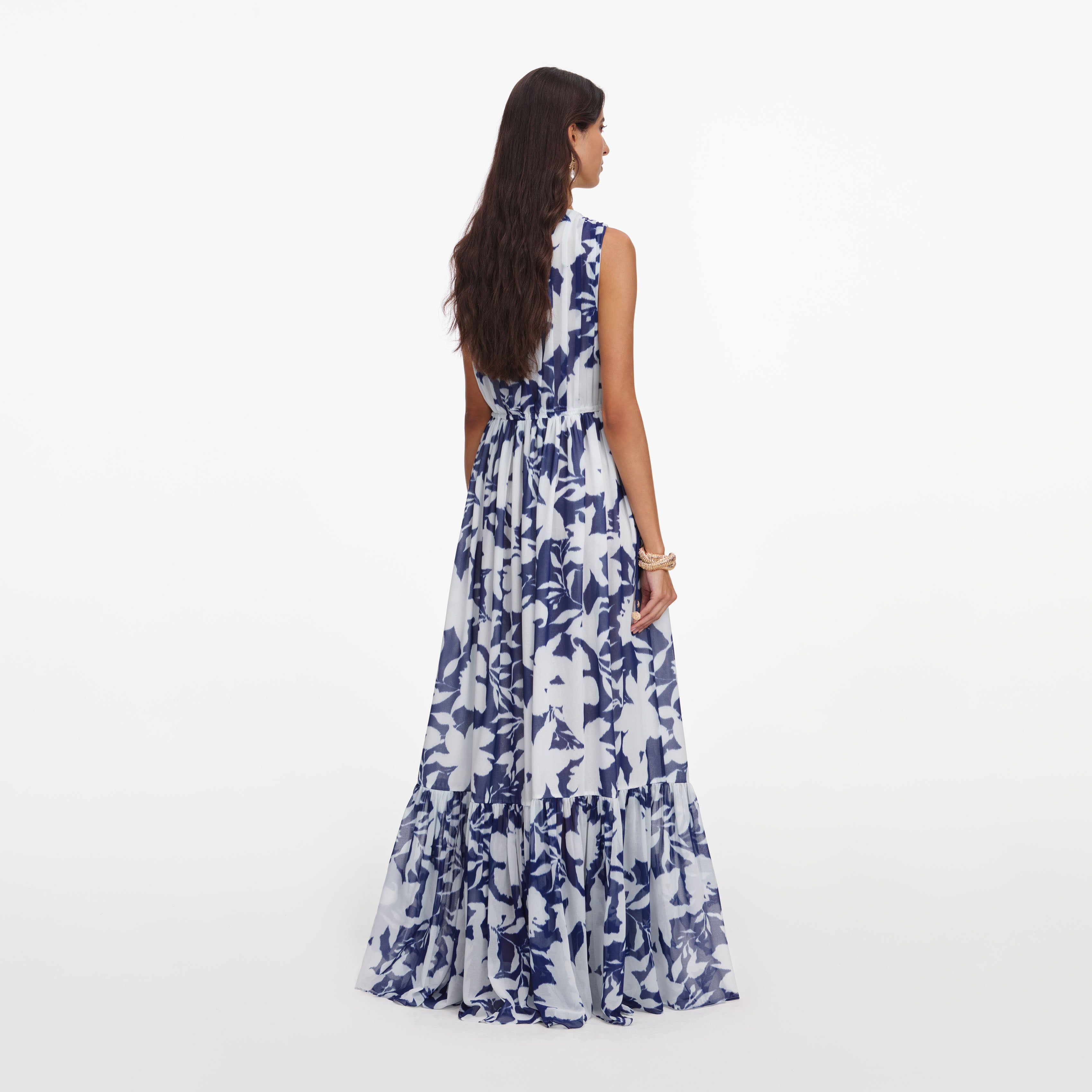 Self Portrait Printed Georgette Maxi Kleid multi