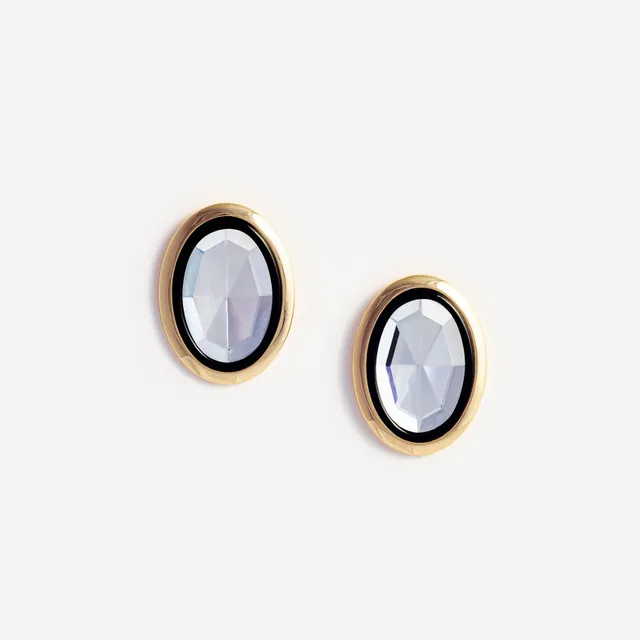 Self Portrait Crystal Oval Ohrringe Schwarz Gold Kristall
