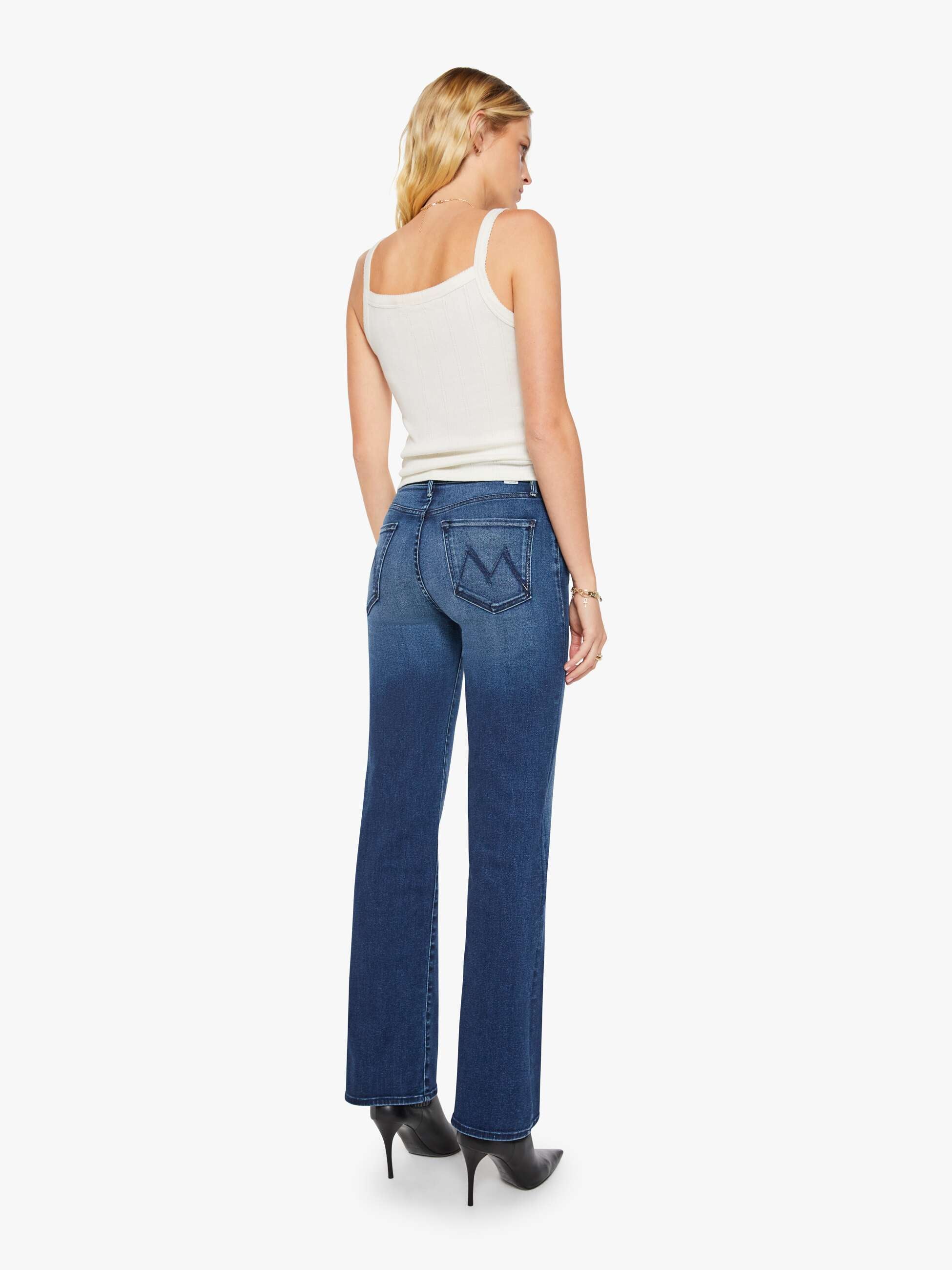 Mother Kick It Jeans Homecoming High Straight Dunkelblau Stretch