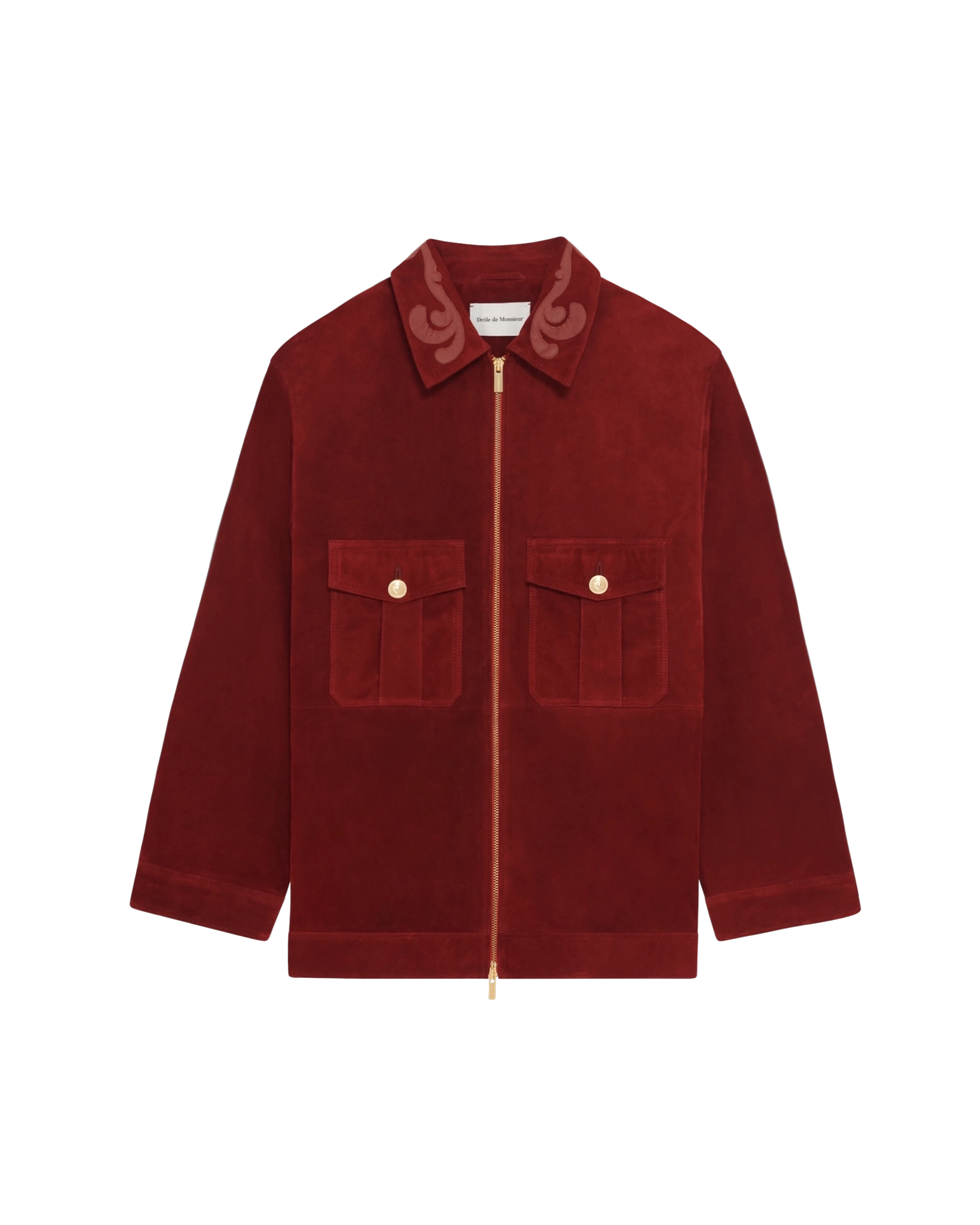 Drôle de Monsieur Veste Suède Lederjacke Wildleder Dunkelrot