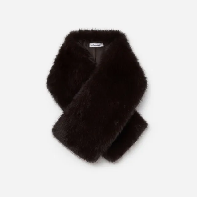 Self Portrait Scarves Brown Faux Fur Schal Braun One Size