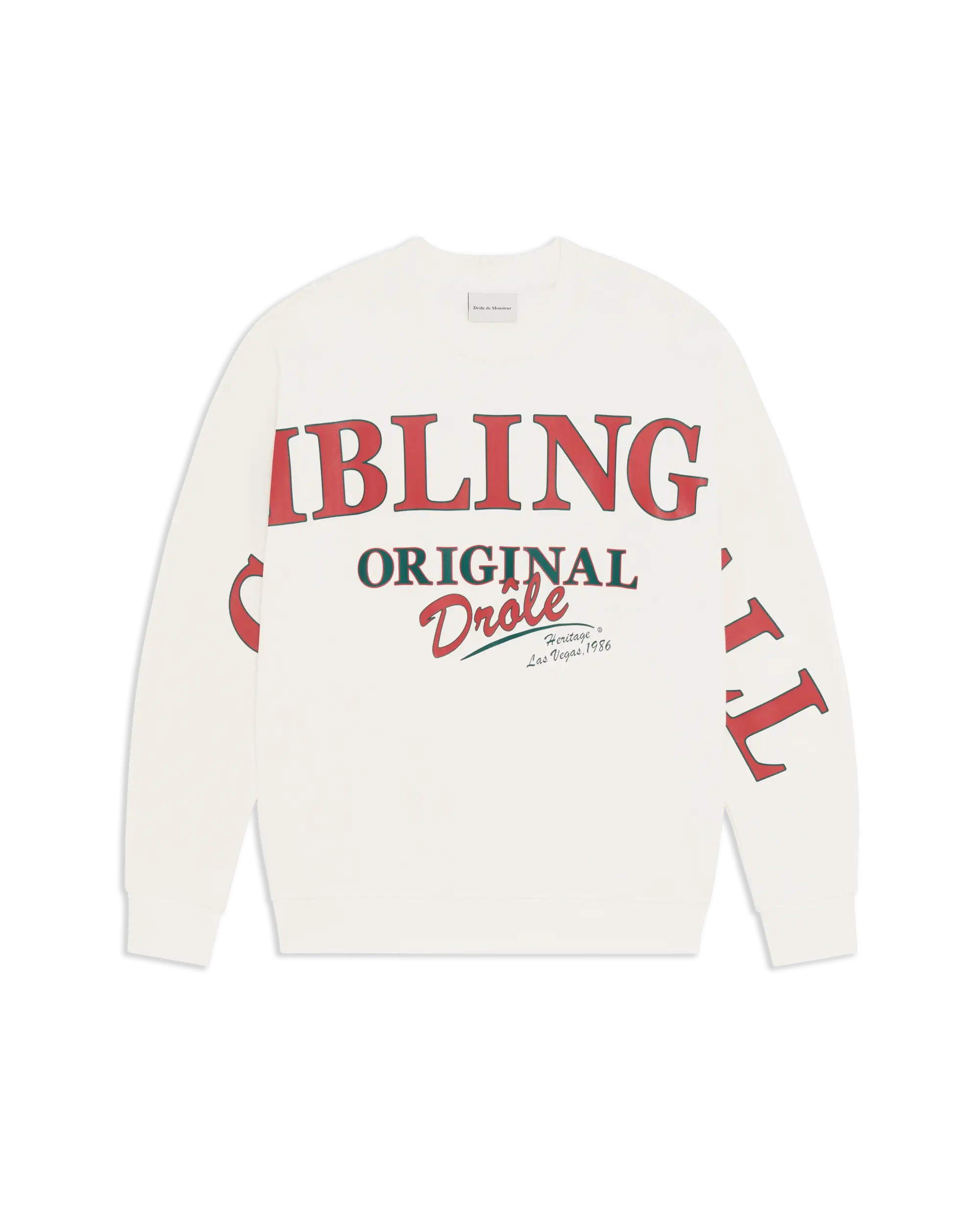 Drôle de Monsieur Gambling Hall Sweatshirt Off-White Baumwolle