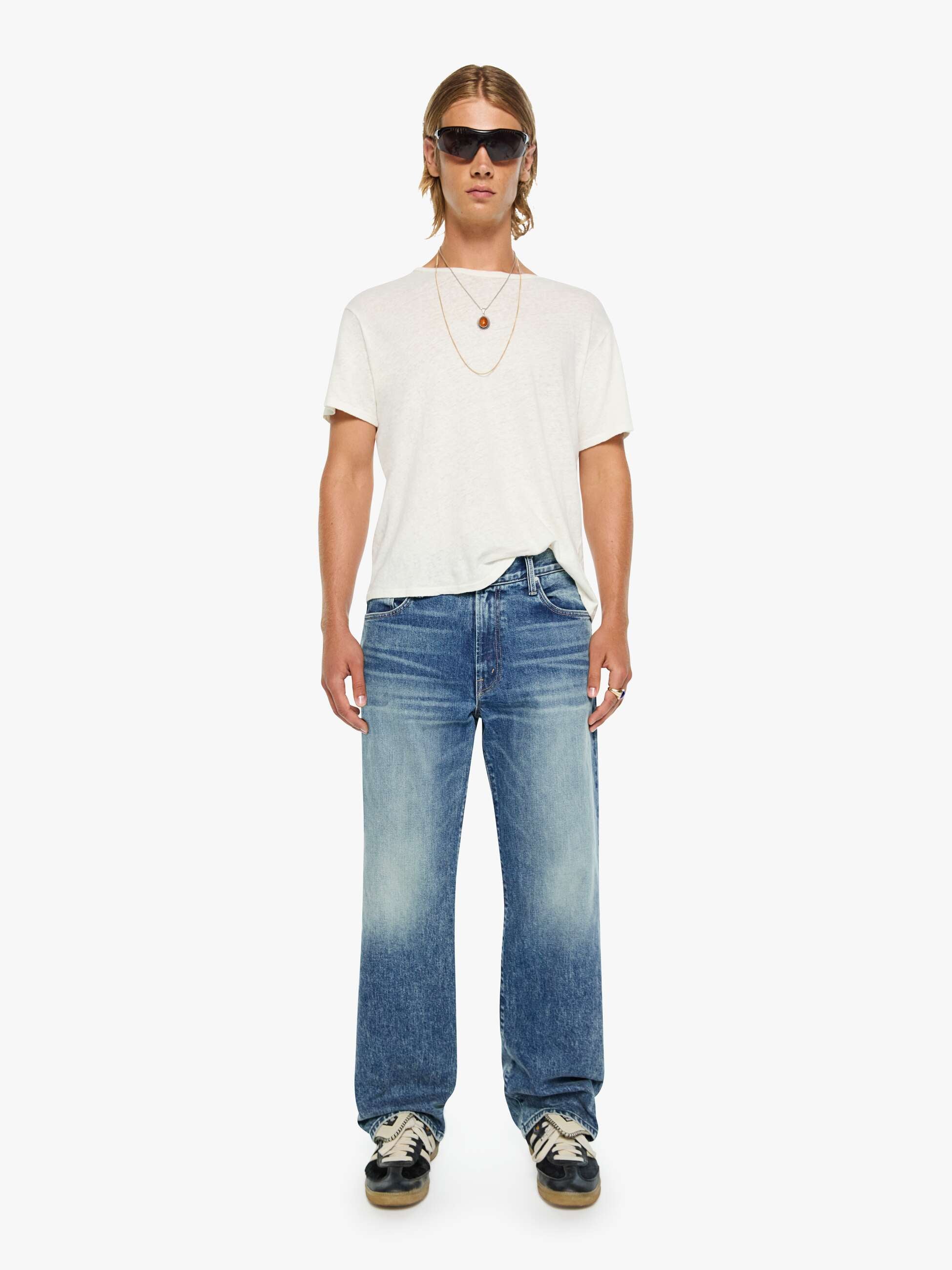 Mother Denim The Big Shot Jeans Herren Blau Bootcut Semi-Rigid