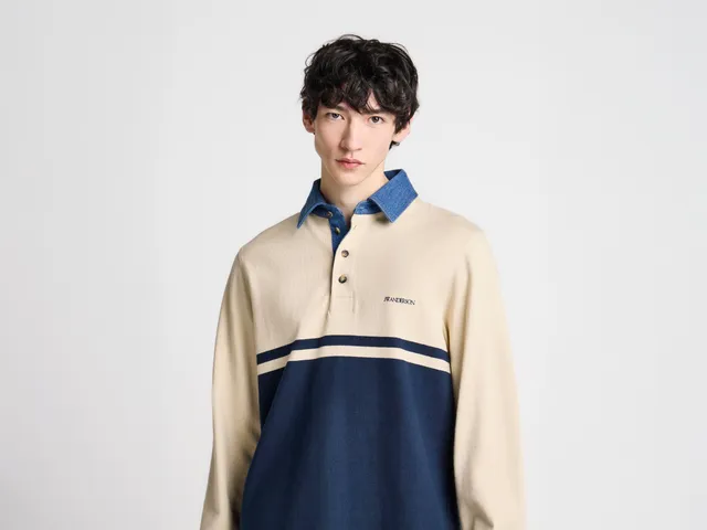 J.W.Anderson Rugby Polo Contrast Collar Herren Weiß Navy