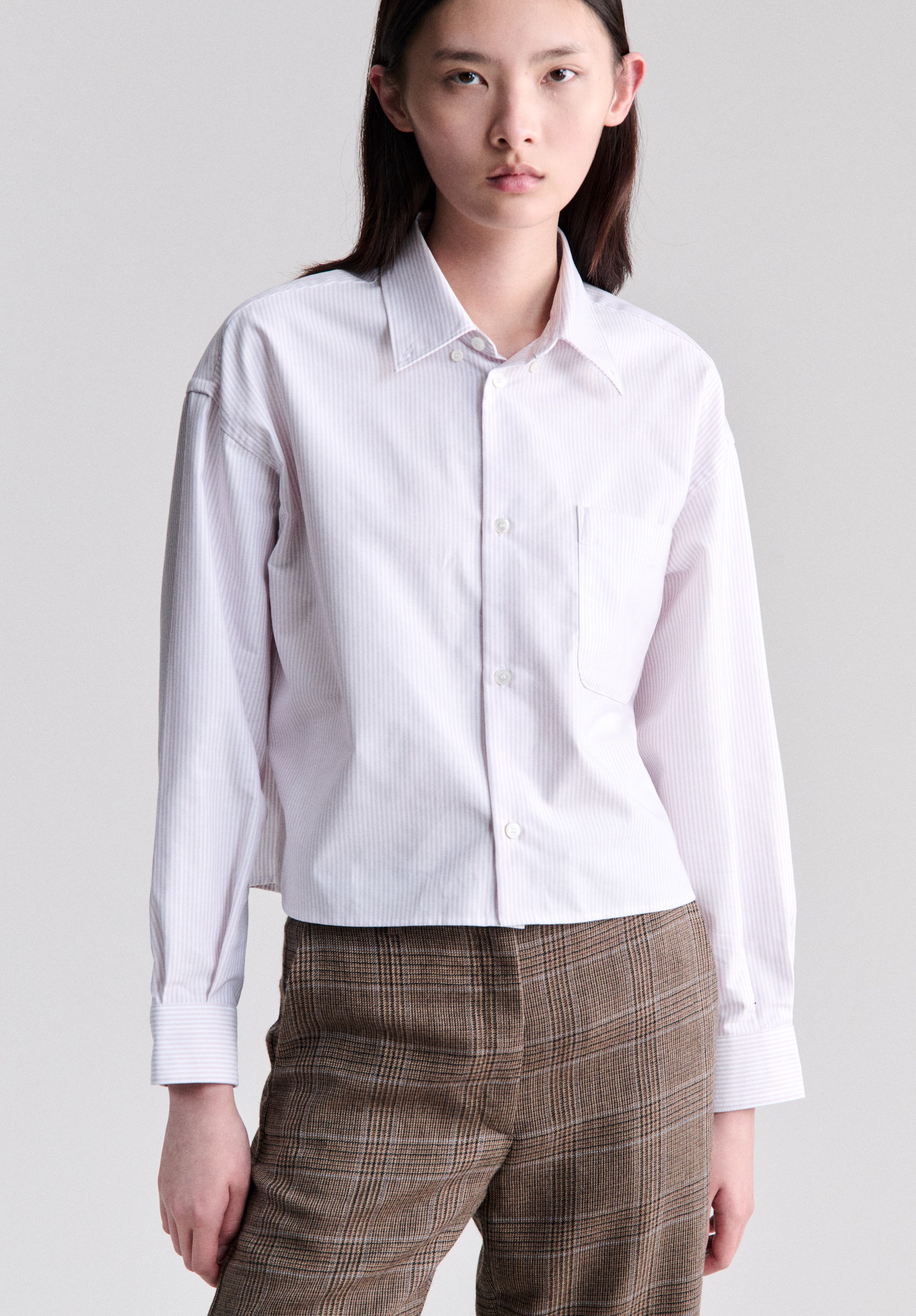 A.P.C. Oxford-Hemd kurz lila Bio-Baumwolle Gr.36