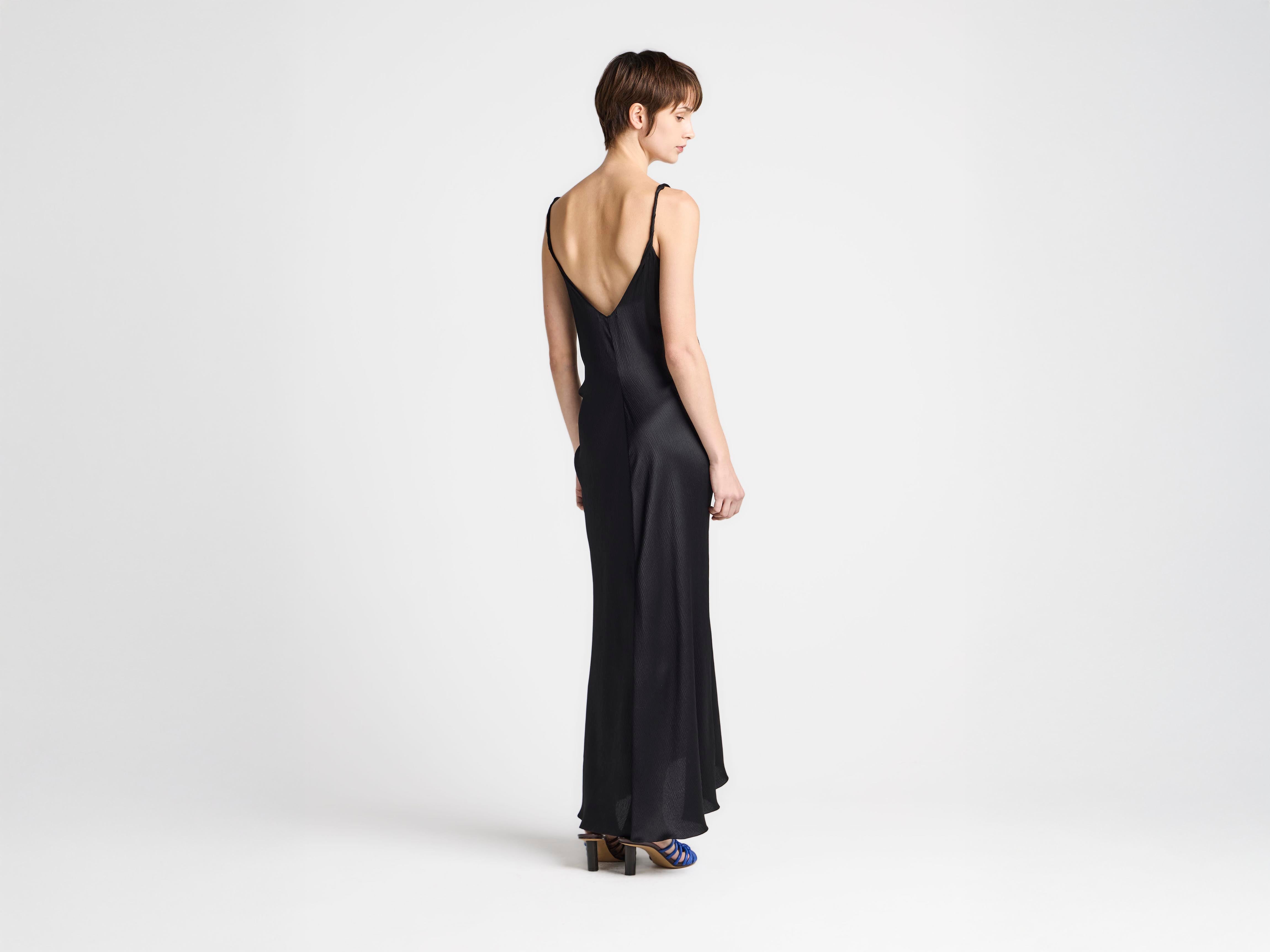 J.W. Anderson Knotted Waist Longline Kleid Schwarz Seide