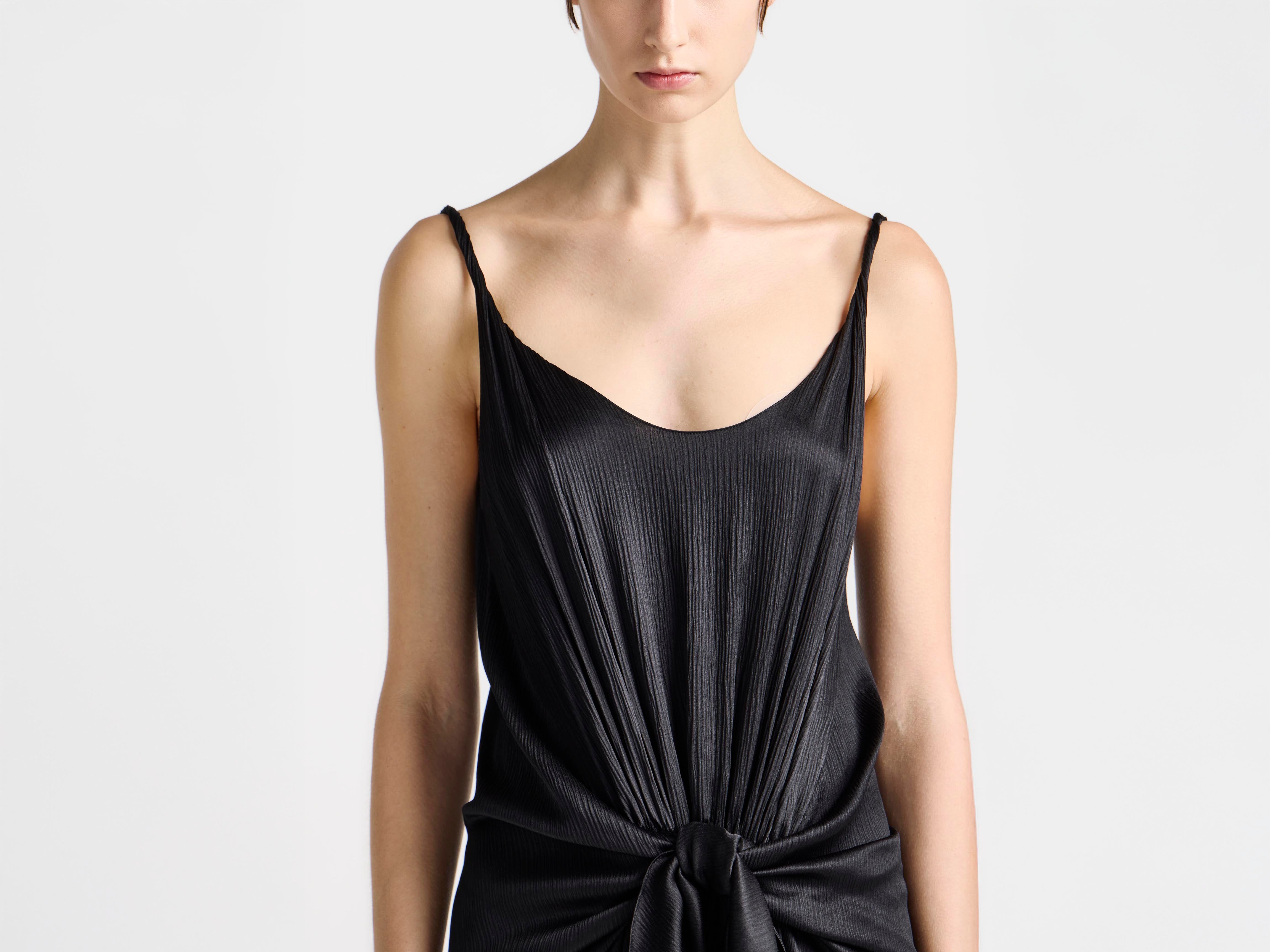 J.W. Anderson Knotted Waist Longline Kleid Schwarz Seide