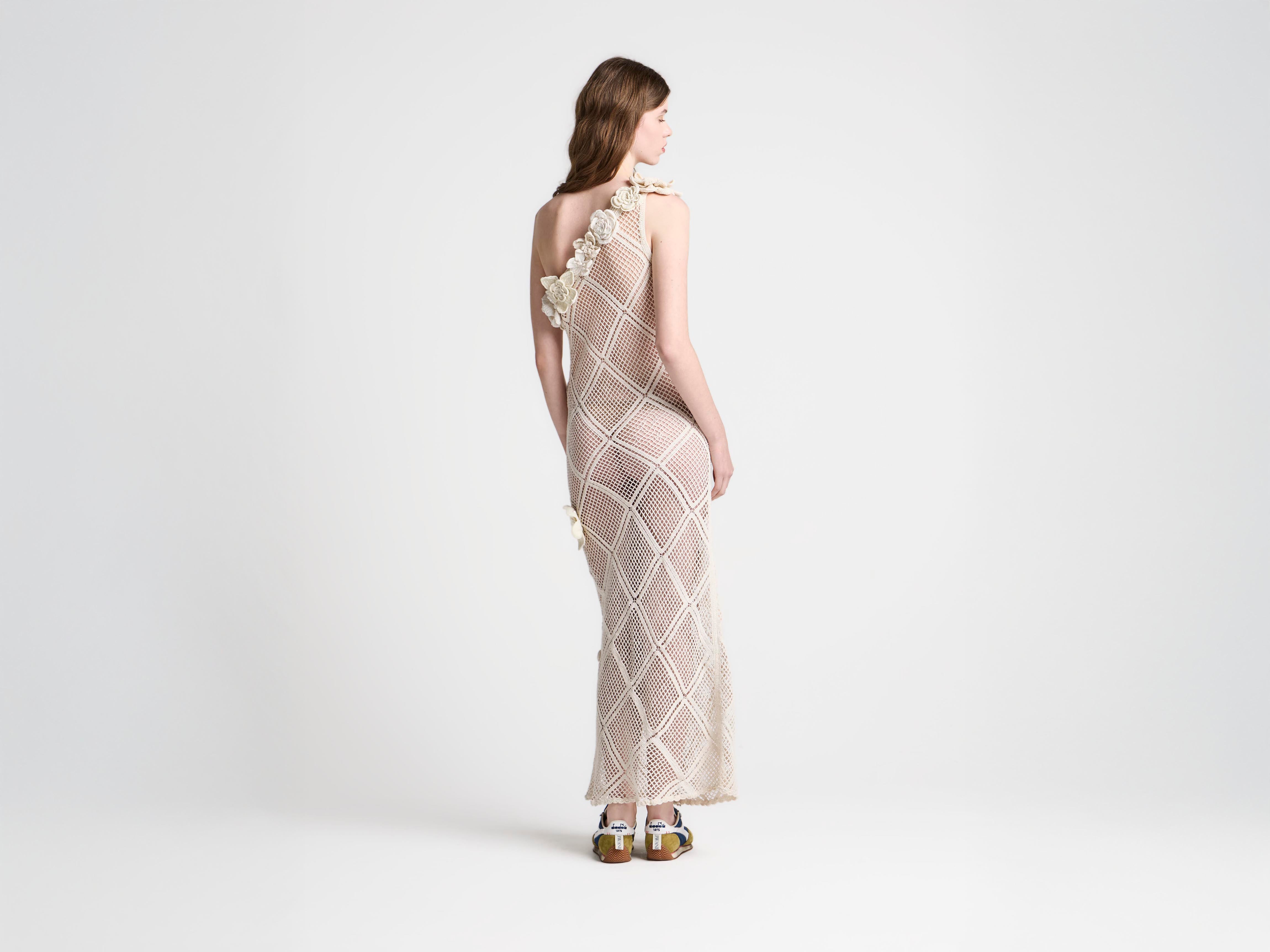 J.W.Anderson Dresses Floral Crochet Kleid limestone
