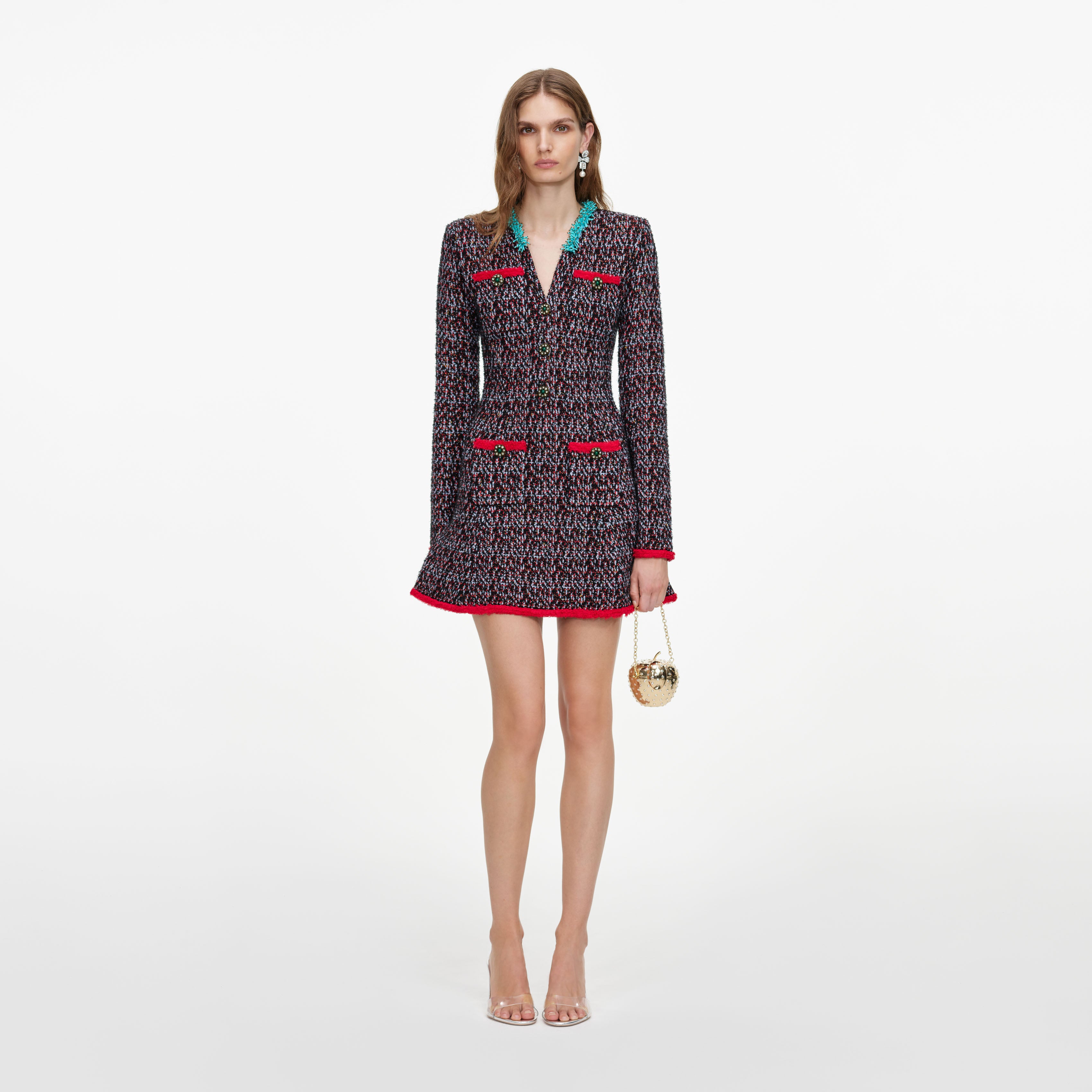 Self-Portrait Multi Textured Knit Mini Strickkleid Multi