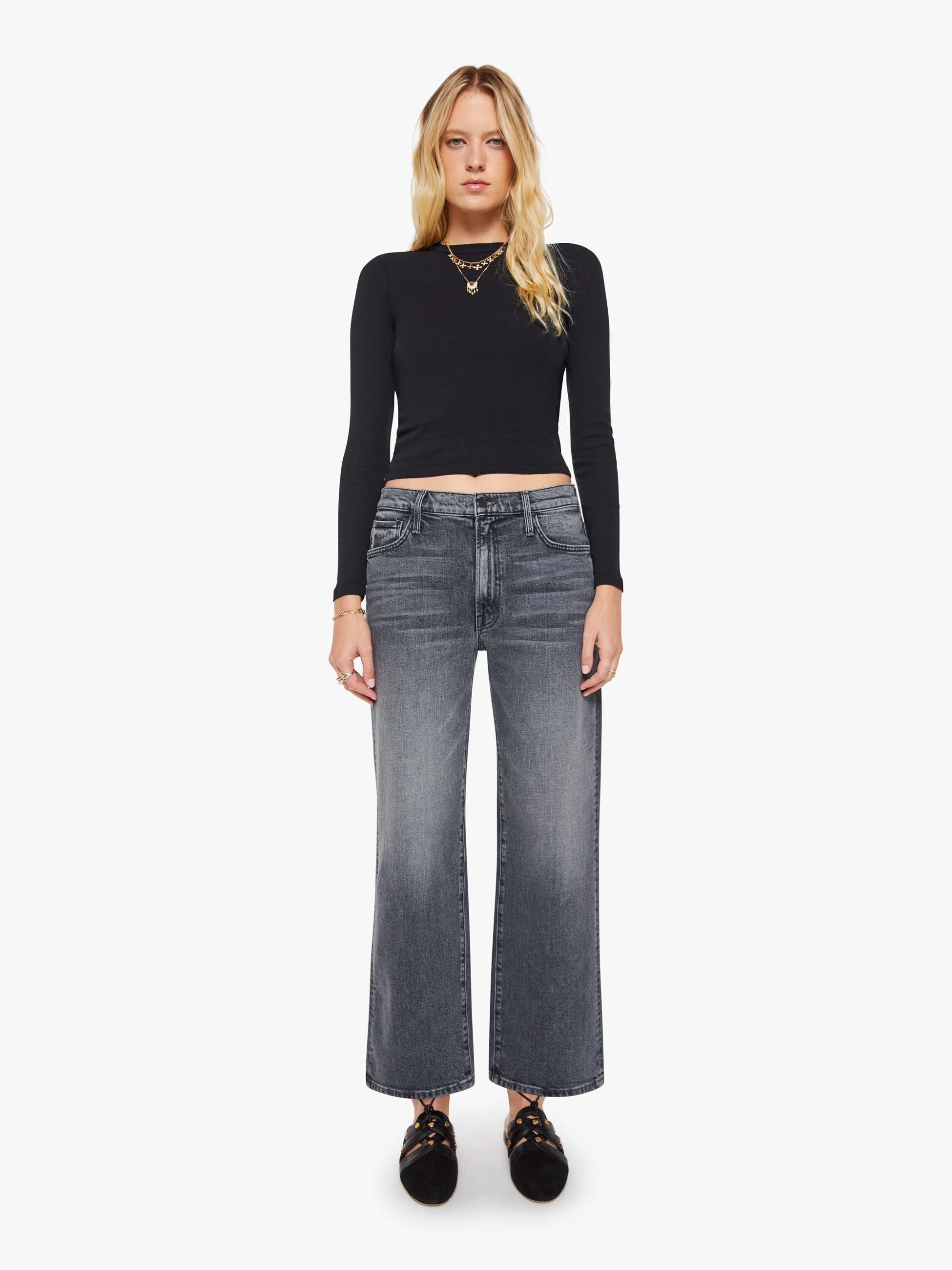 MOTHER The Dodger Flood Jeans Outta Sight Grau