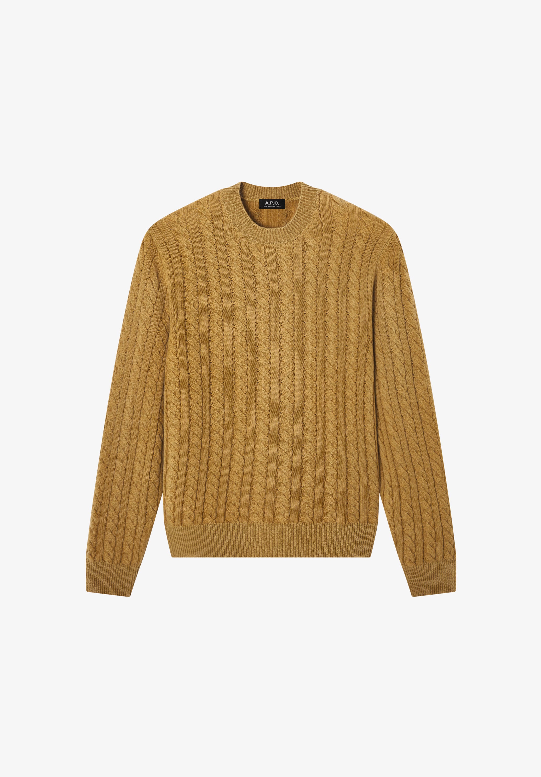 A.P.C. Zopfstrickpullover Wolle tabakbraun