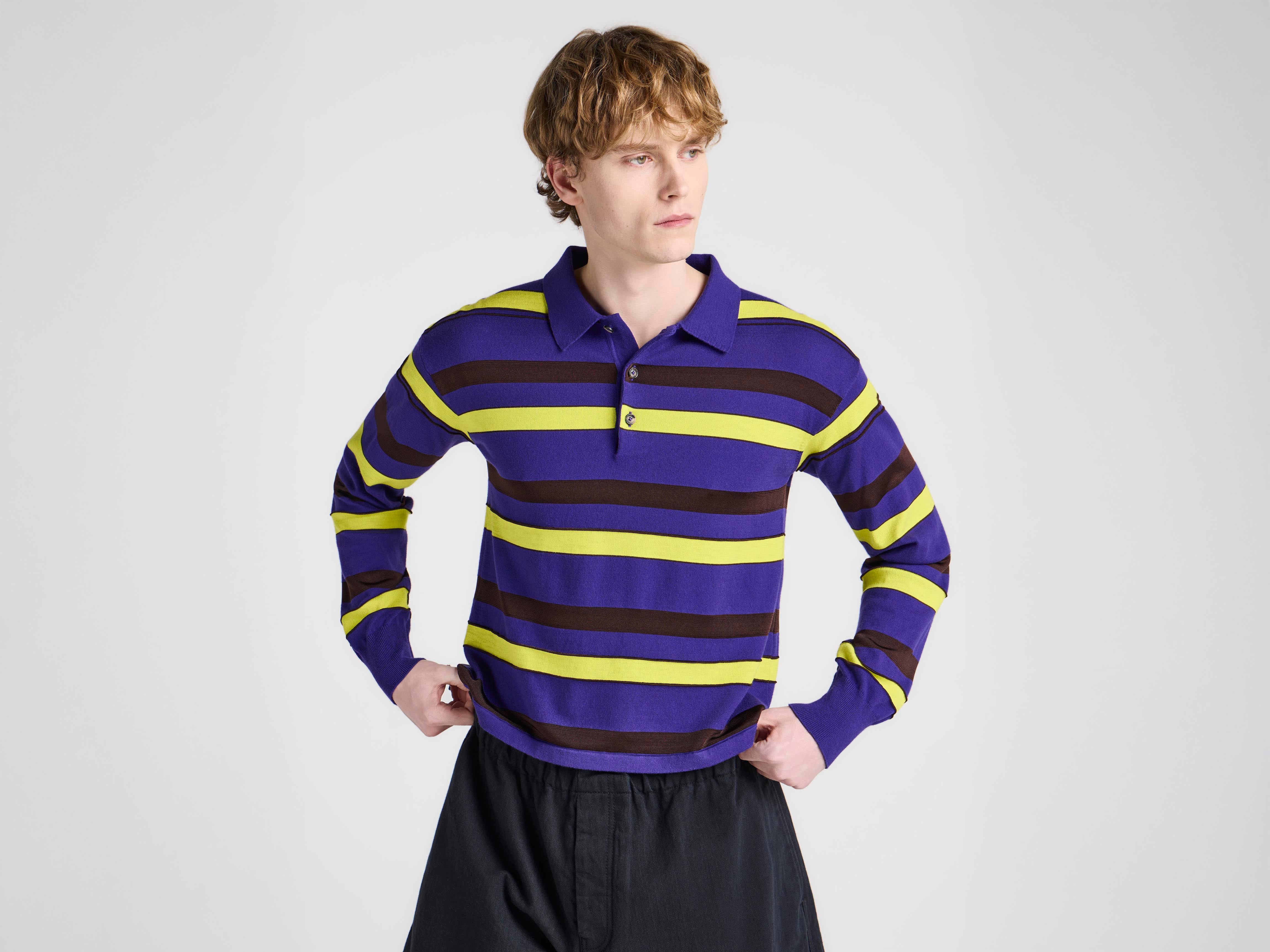 J.W.Anderson Knitwear Rugby Polo Top Ultraviolet Gestreift