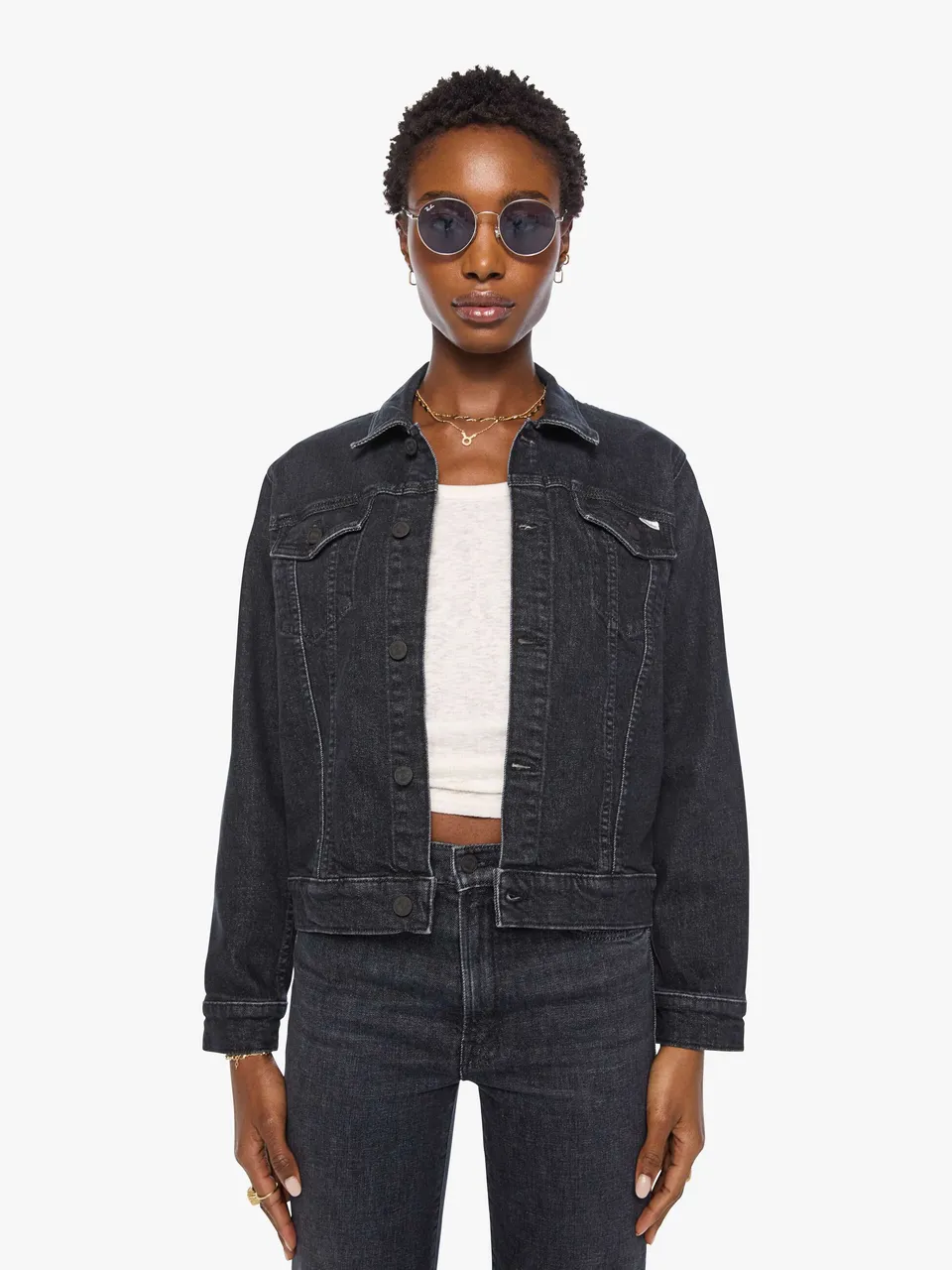 Mother The Bruiser Riding Milkyway Denimjacke Schwarz Cropped