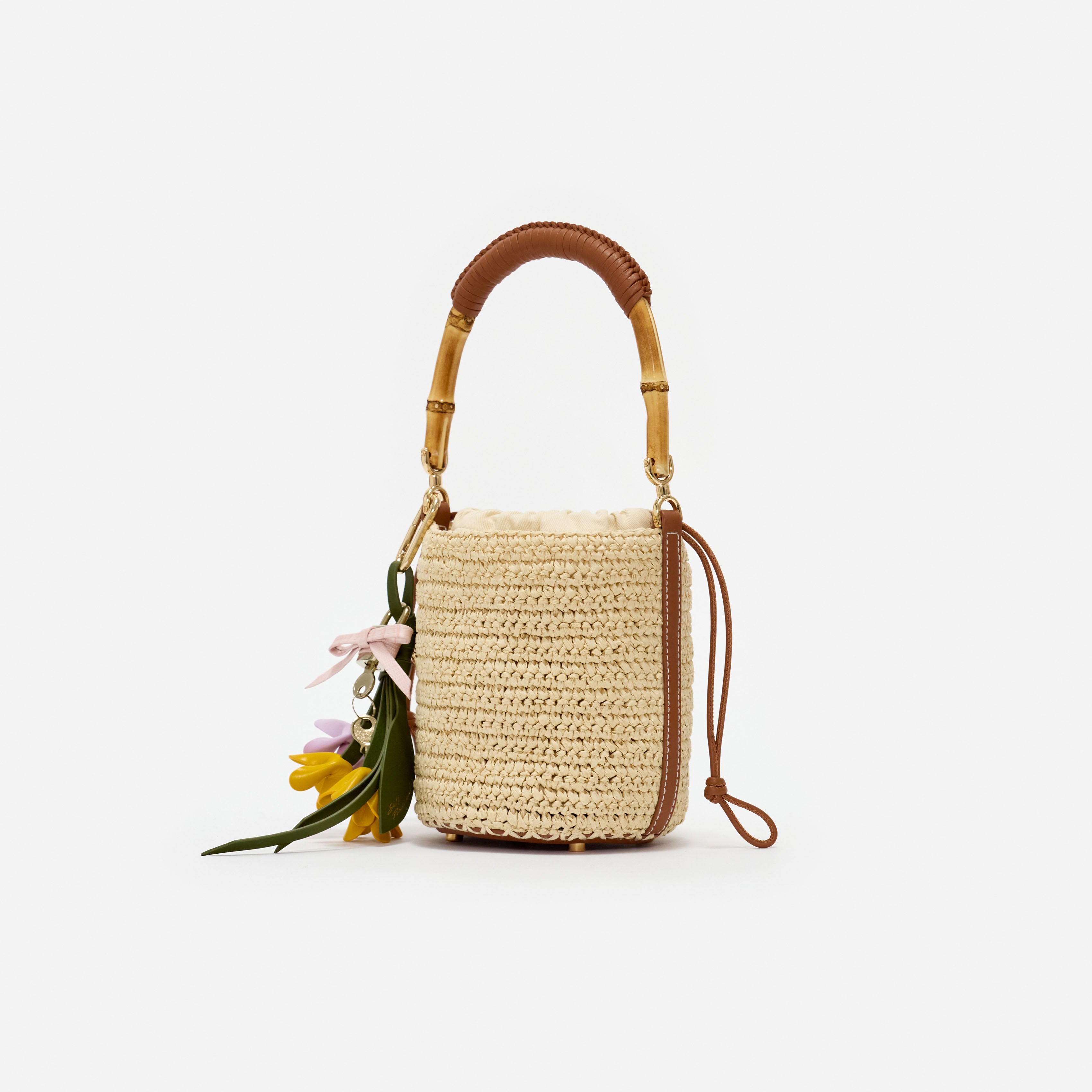 Self Portrait Soft Raffia Bucket Tasche Beige Einheitsgröße Raffia