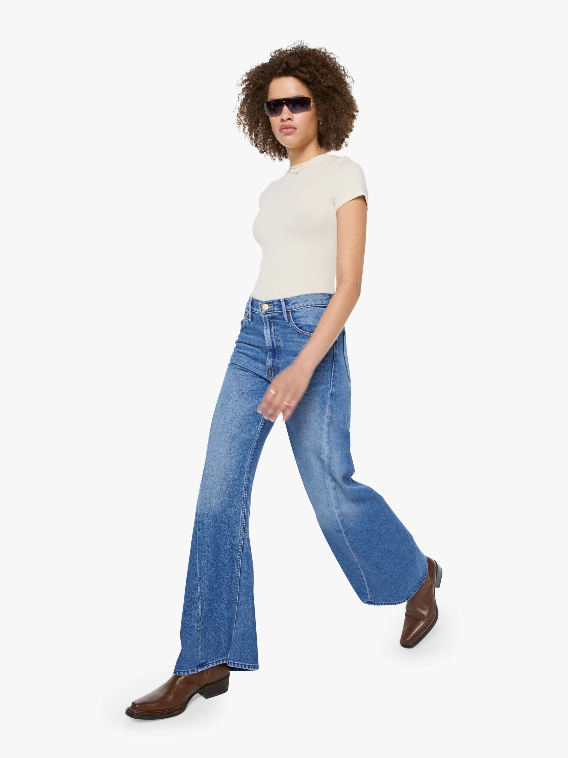 Mother The Lemon Twist Jeans Rolling In The Dough Wide Leg