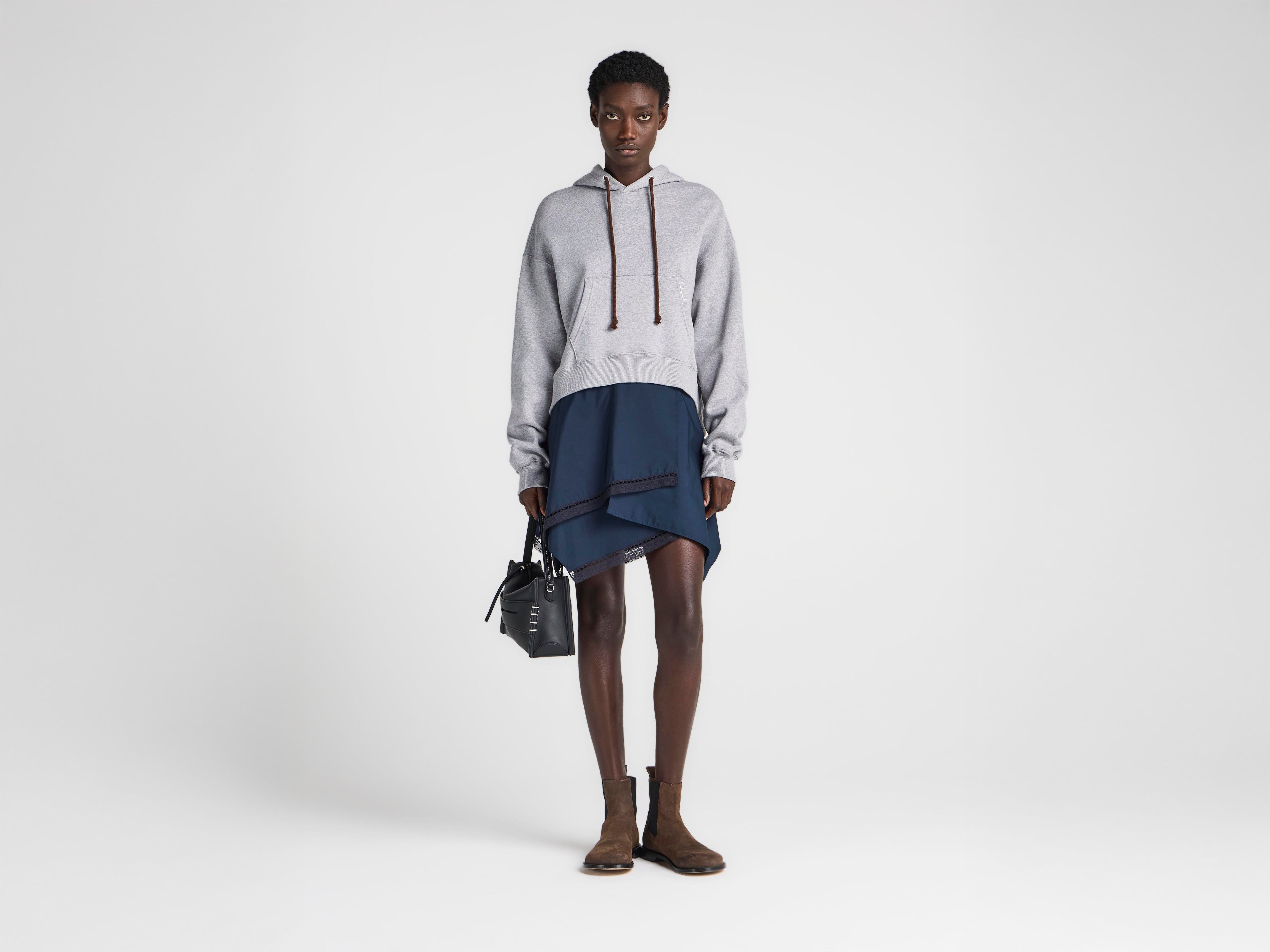 J.W.Anderson Curved Hem Hoodie Grau Kapuzenpulli
