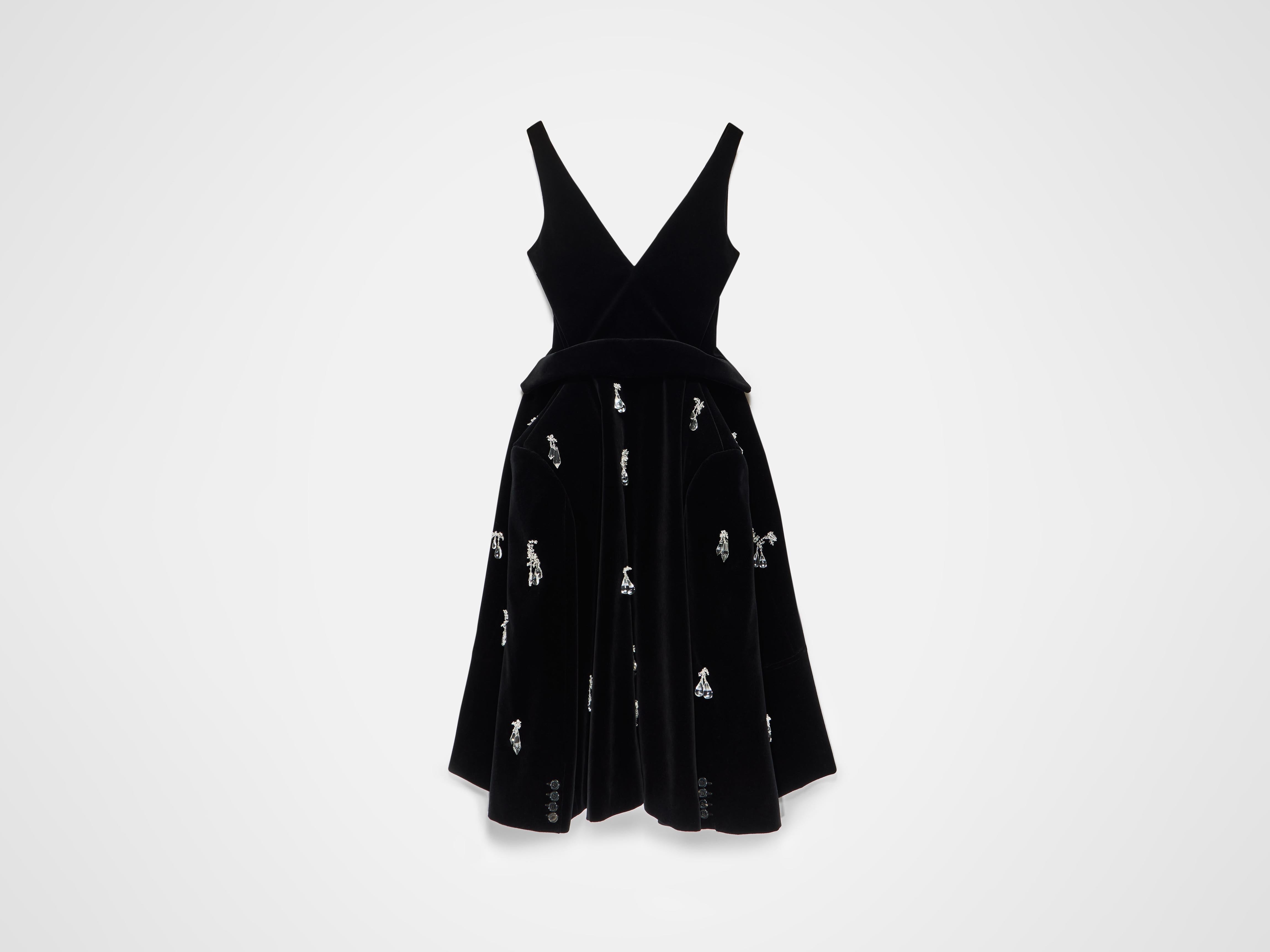 J.W.Anderson Structured Kleid Schwarz Samt Kristall