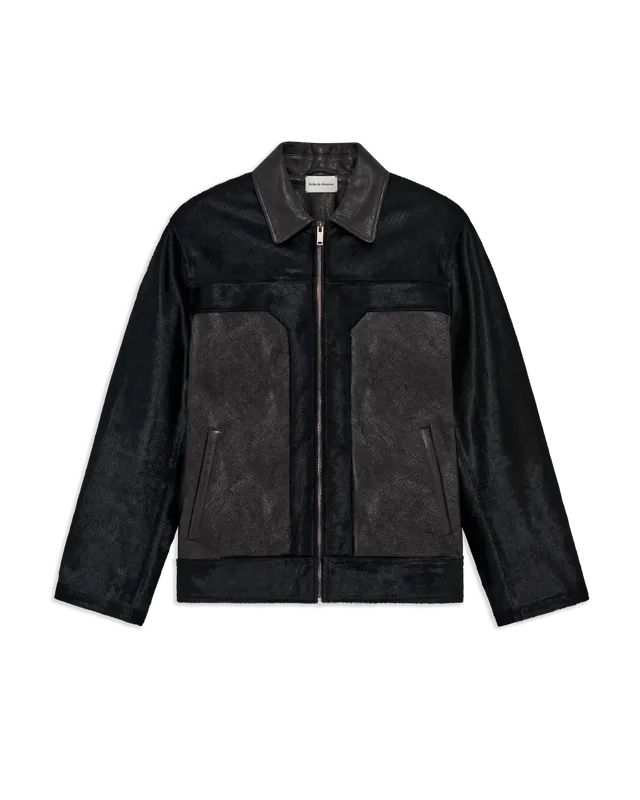 Drôle De Monsieur Lederjacke Schwarz Pony Glattleder Reissverschluss